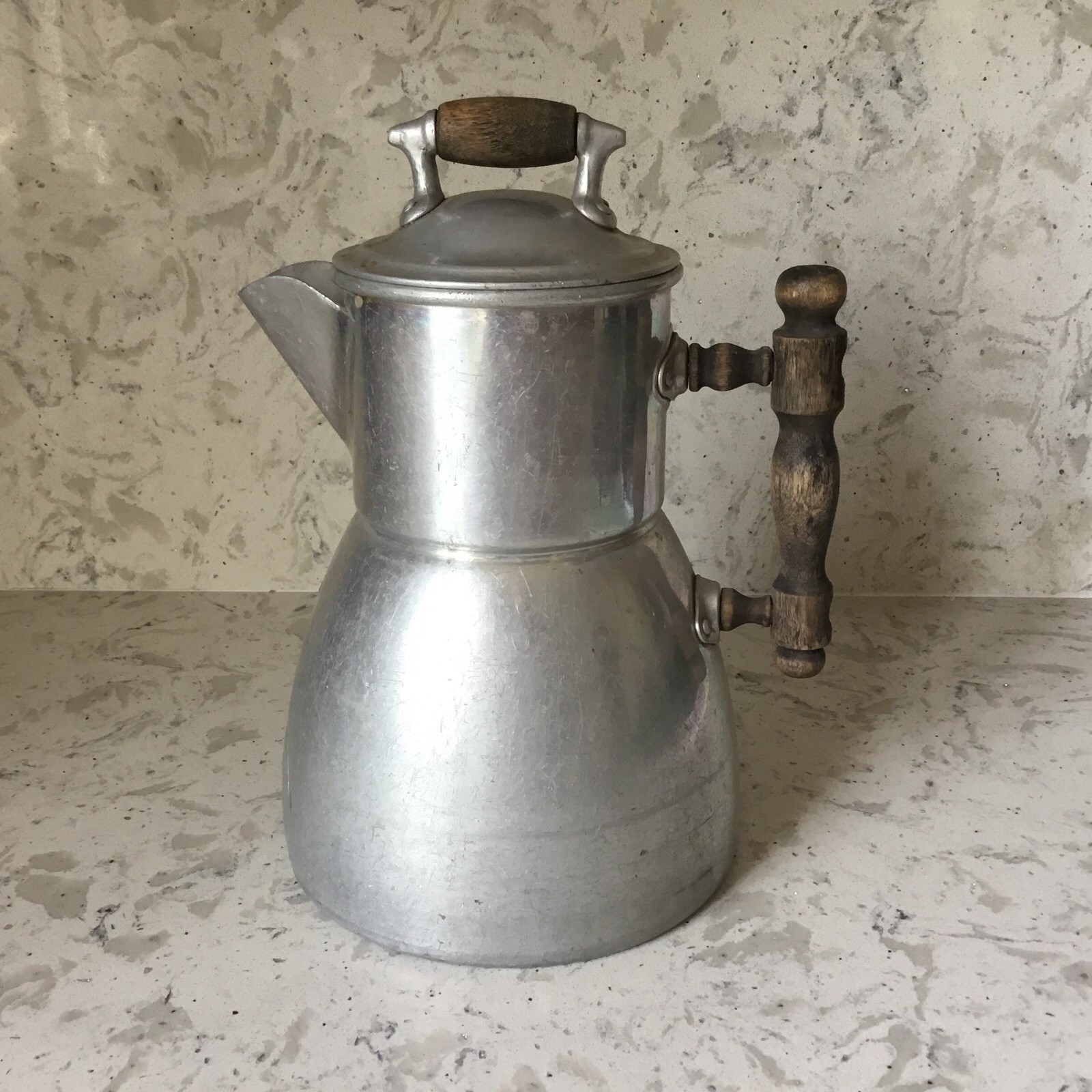 WearEver, TACU.co Aluminum Coffee Pot w/Wood Handles Made In USA