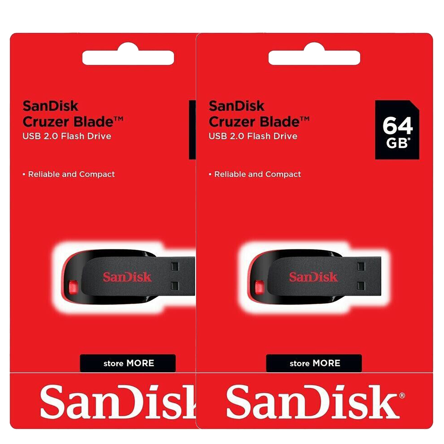 SanDisk Cruzer Blade 64GB 2.0 interface USB Flash Drive SDCZ50-064G Lot  2 units