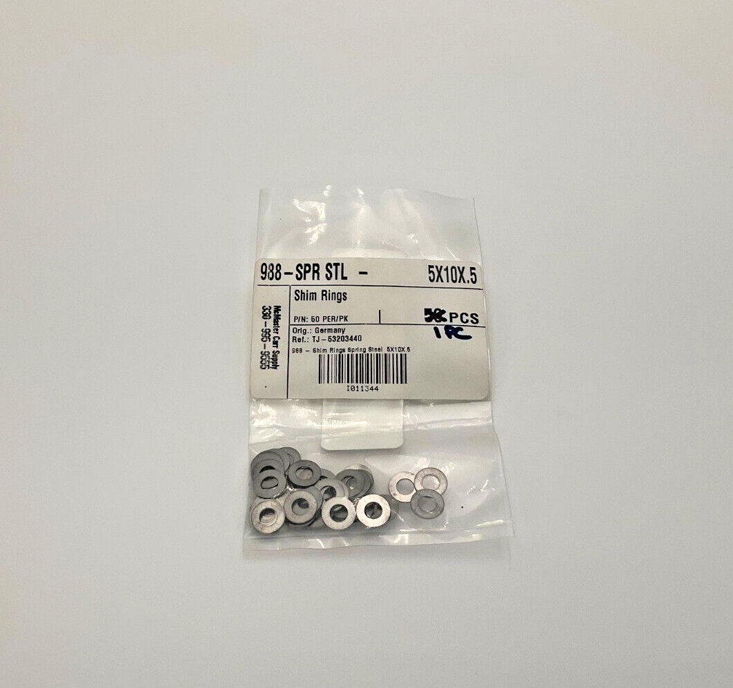 McMaster 988-SPR STL-5X10X.5 Shim Rings Lot of 50 New (VT)