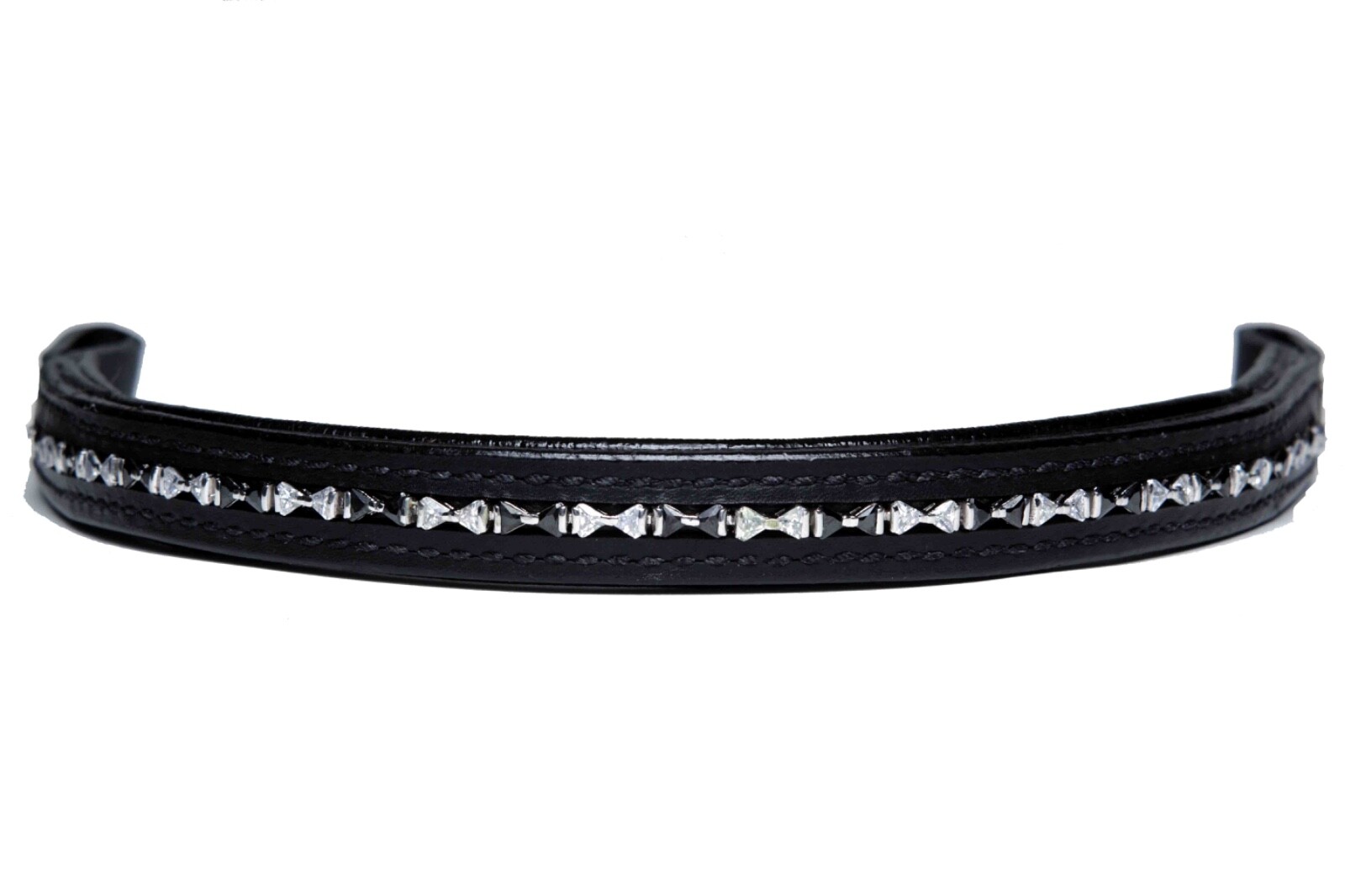 Browband People On Horses Tuxedo Blk/Clear - 1 3/4" Endloop 5-16" 1-17" 1-14"
