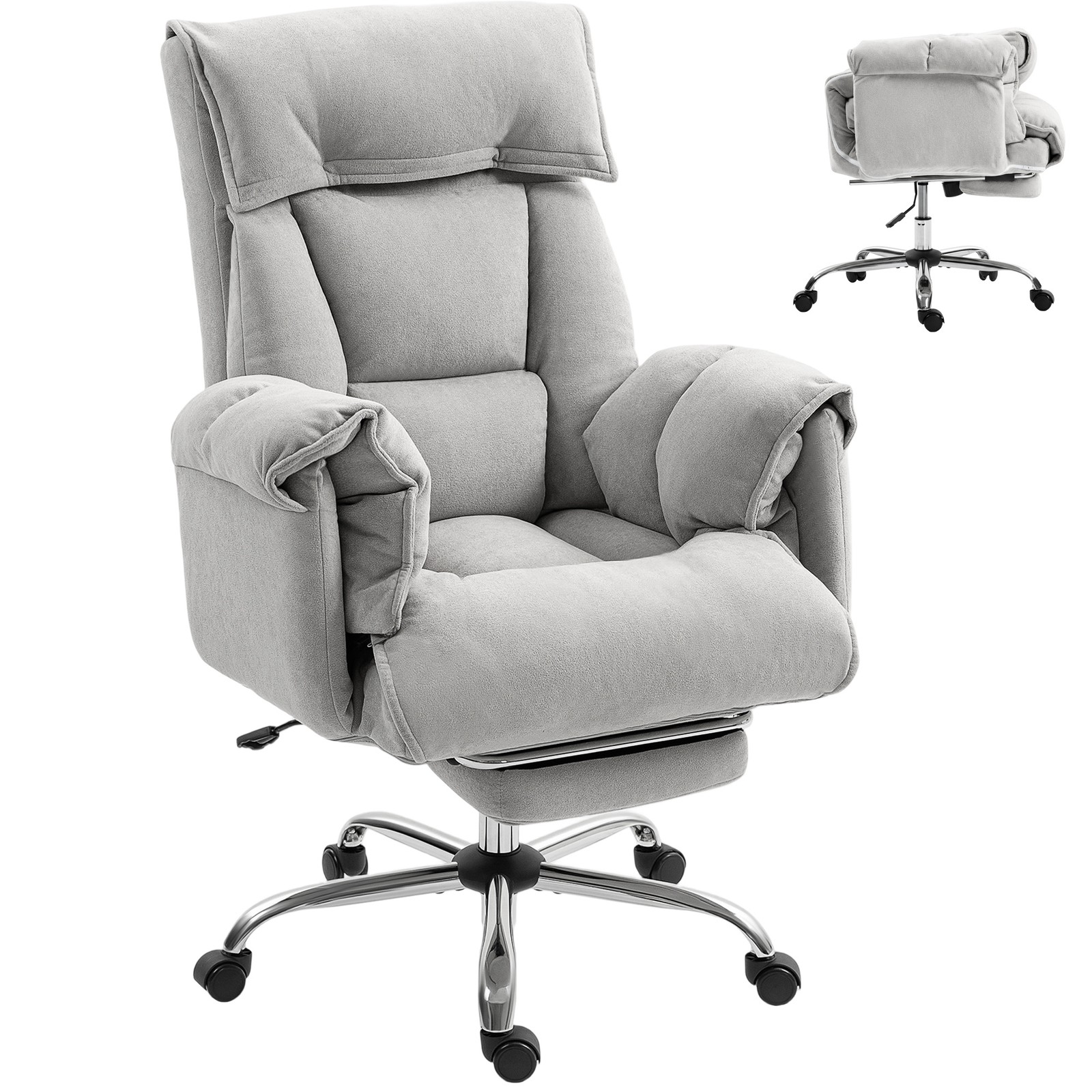 Executive Office Chair, Computer Desk Chair with Footrest, Gray
