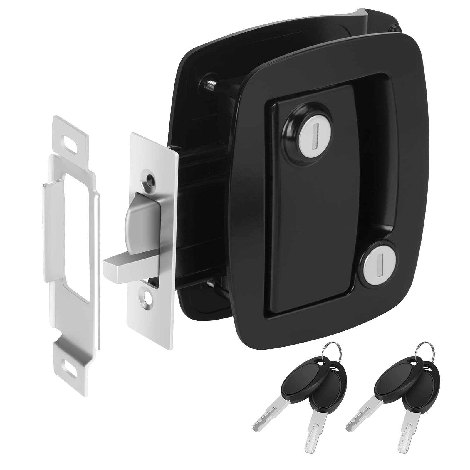 RV Entry Door Lock with Paddle Deadbolt, 100% Metal Camper Door Latch Handle,...