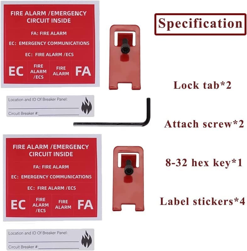 2 sets ELOCK-FA Fire Alarm Lock, E-Series Lockout Kit, Red1 RED