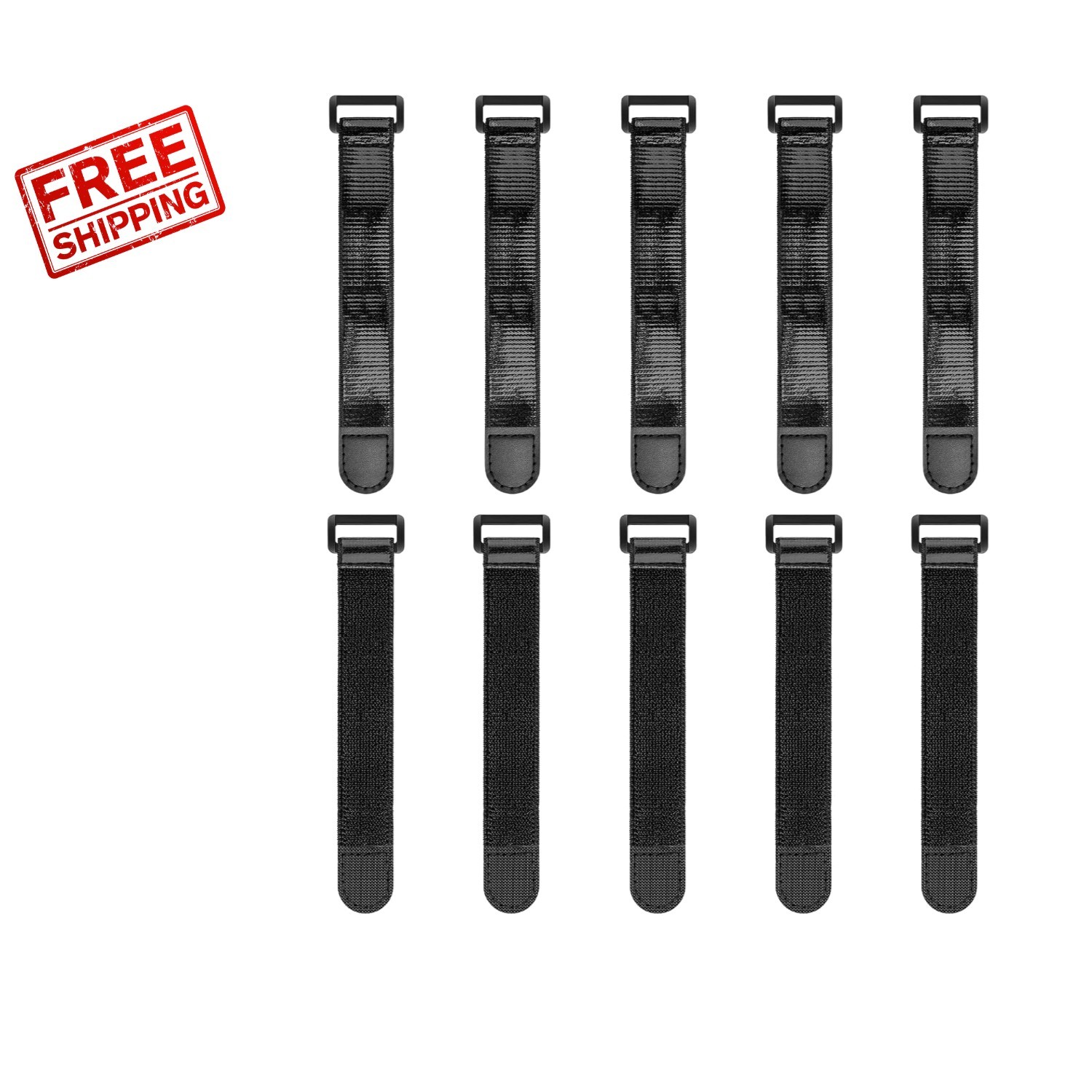 Versatile 10 Pack 6'' x 1'' Elastic Hook and Loop Straps with Anti-Slip Design