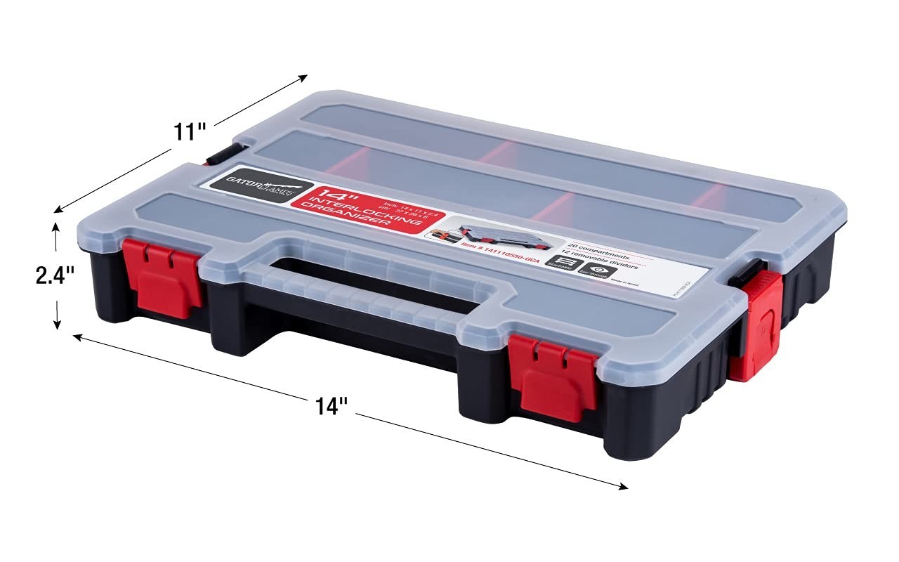 2-Pack Stackable Small Parts Organizer Box with 20 Compartments & Dividers - Har