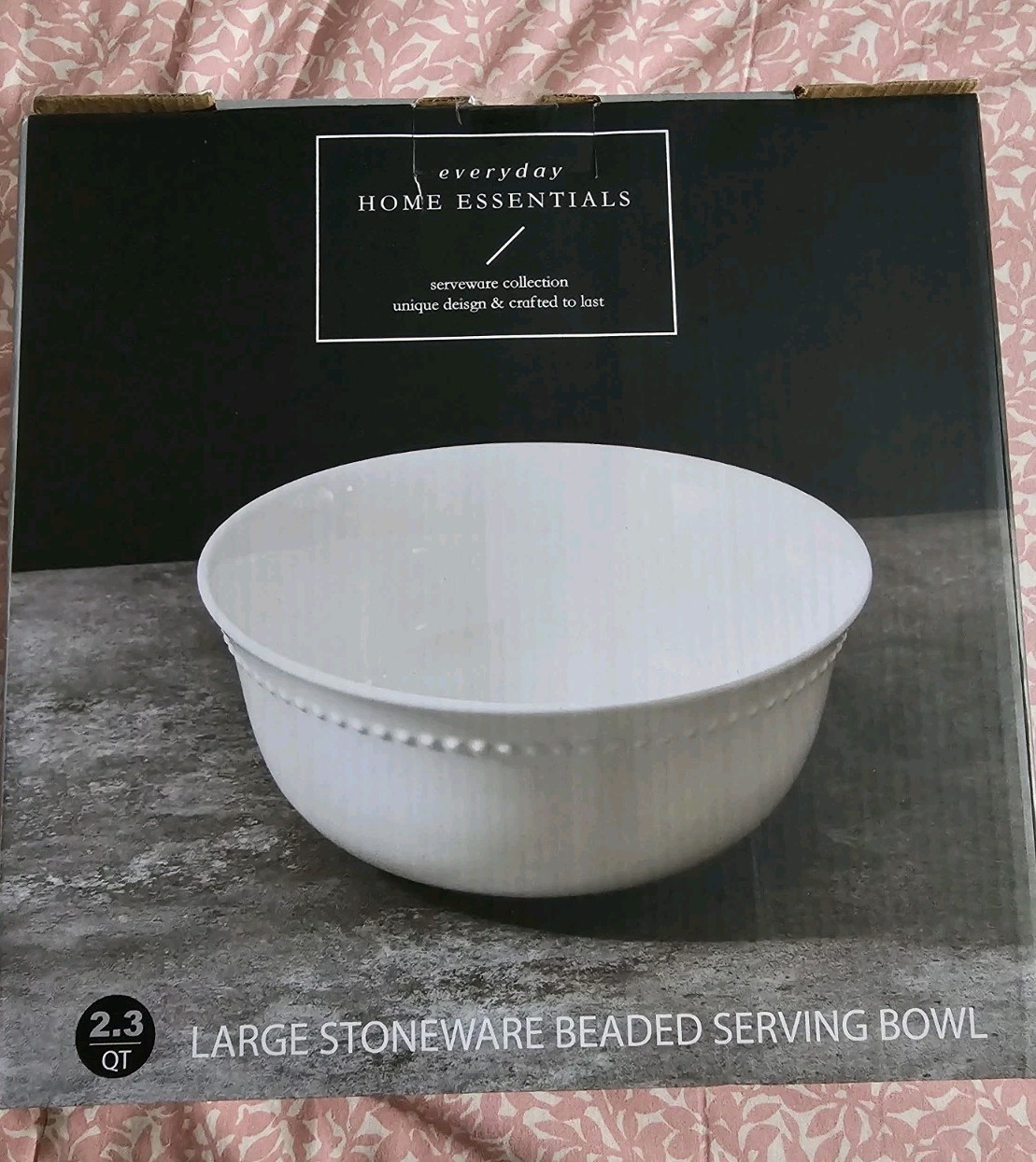 Stoneware Beaded Large 2.3 Qt Serving Bowl Everyday Home Essentials New In Box