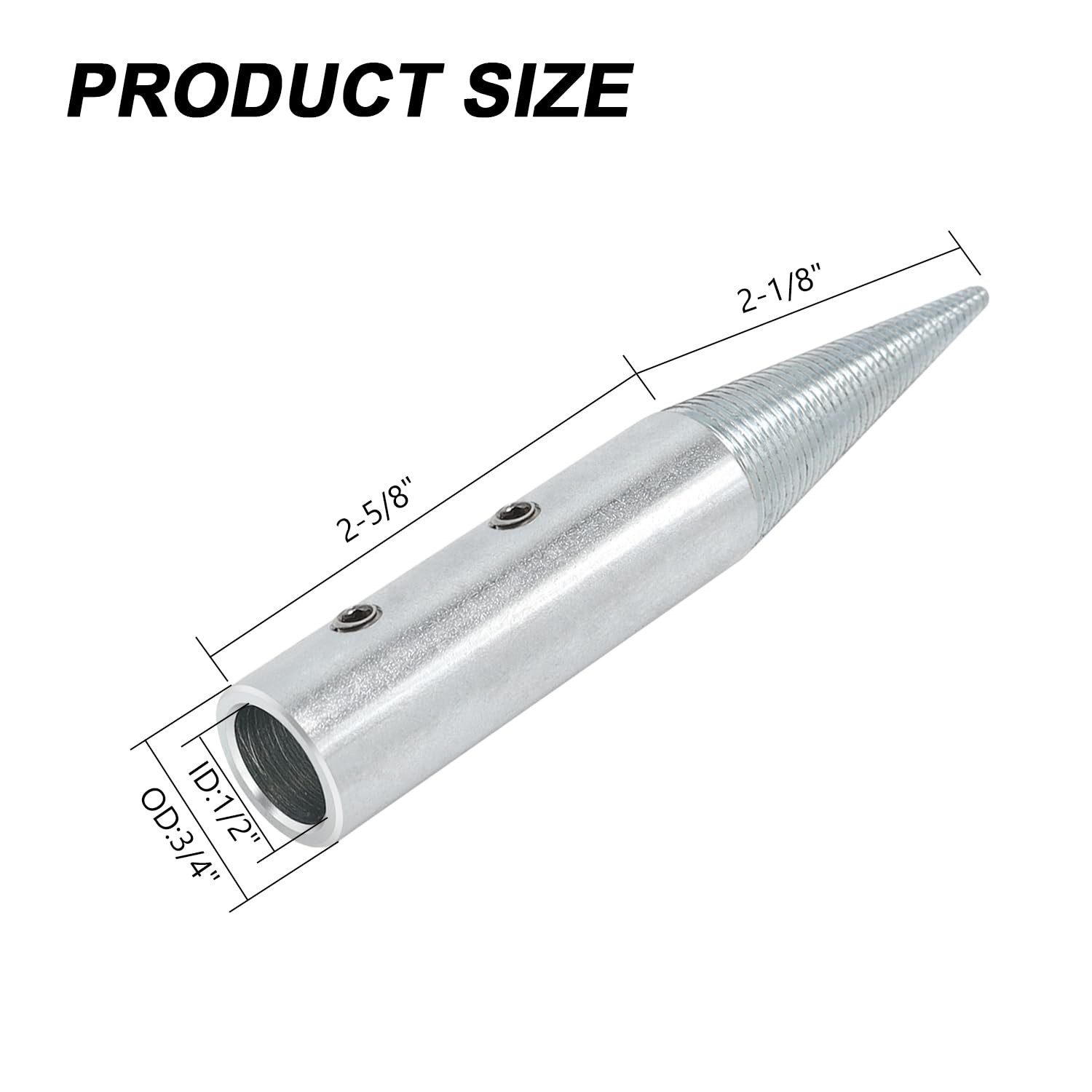 1/2" Spindle Tapered Threaded Adapter Left & Right Pair Suitable for 3/16"-10/16