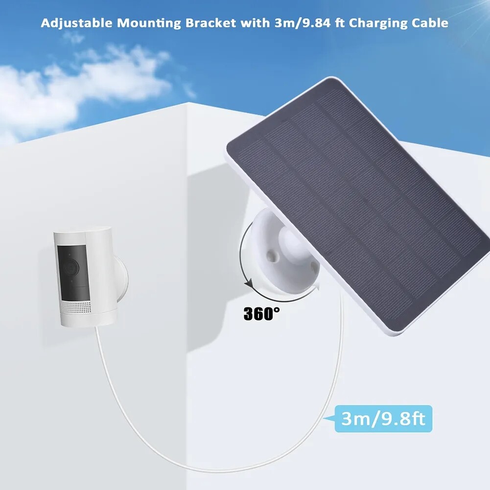 4W/5V Solar Panel For Outdoor Ring Spotlight Camera Security Cam Battery Charge