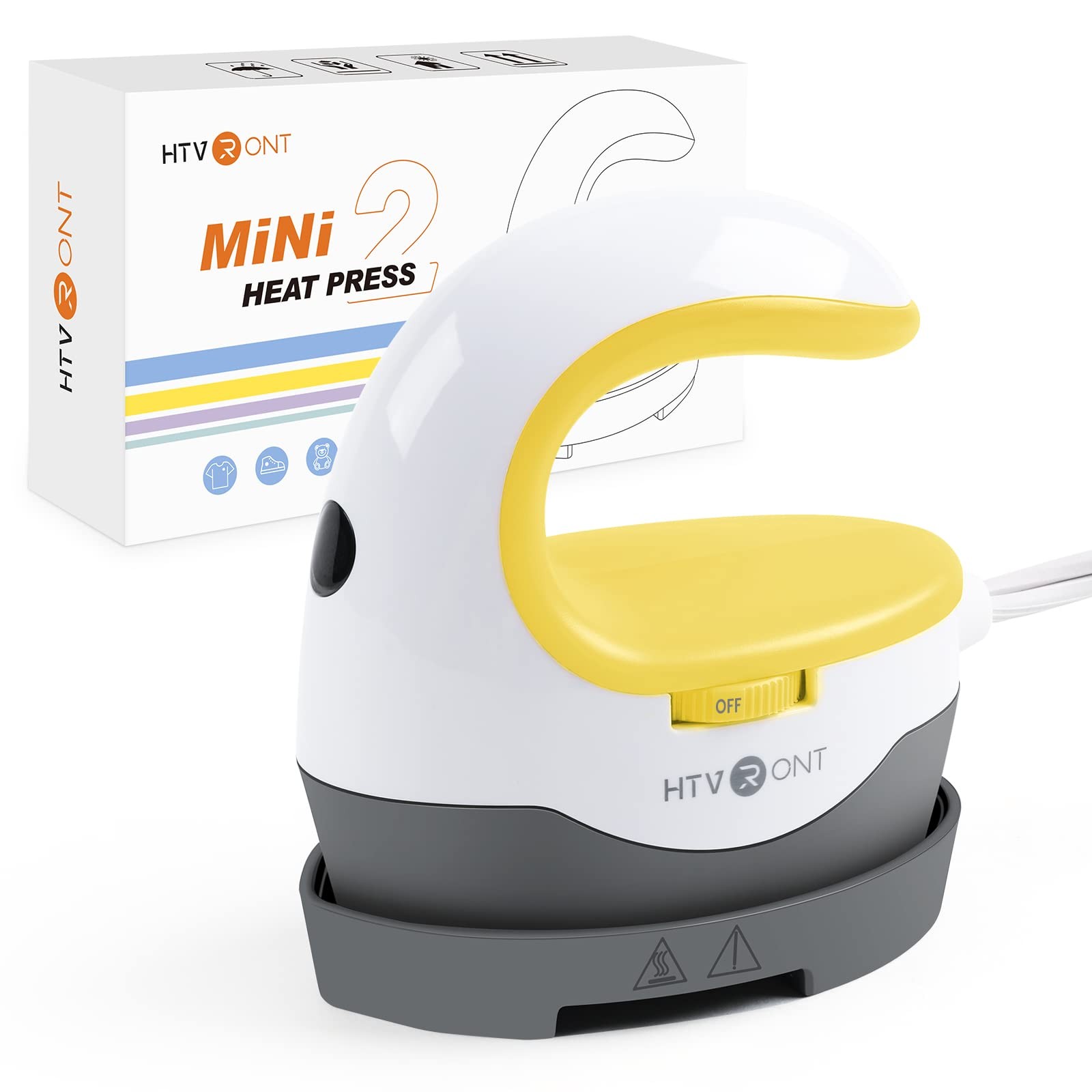 Mini Heat Press Machine Portable Iron T-Shirt Hat Heating Transfer Tool Yellow