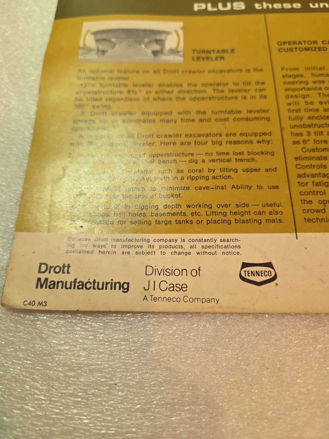 Drott 40 EC Excavator CRAWLER Brochure 1974