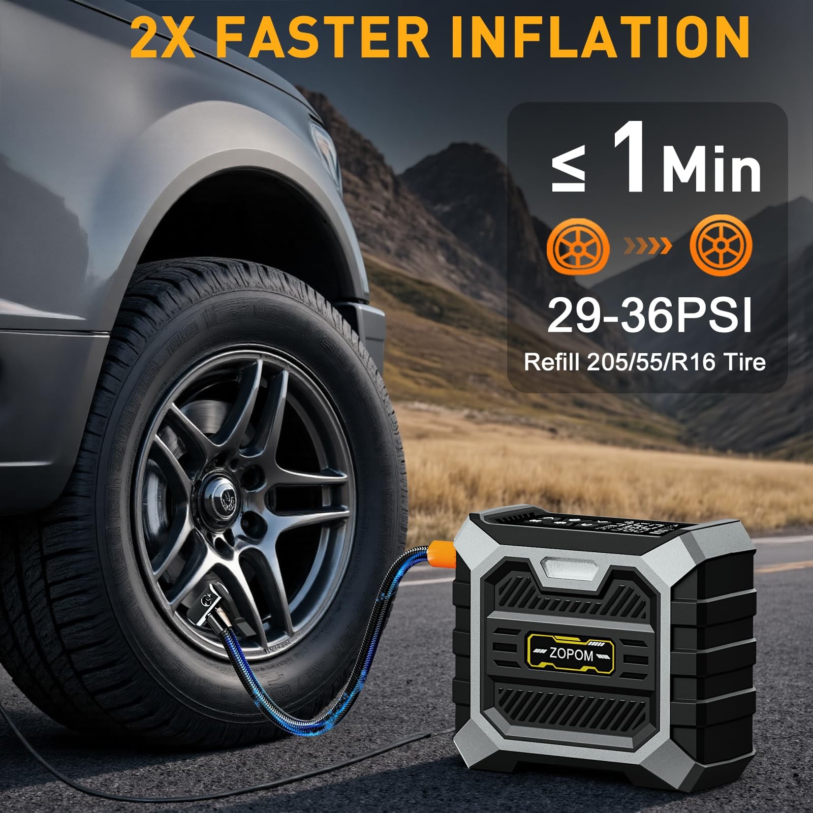 Tire Inflator Portable Air Compressor DC 12V Air Compressor Portable with Dig...