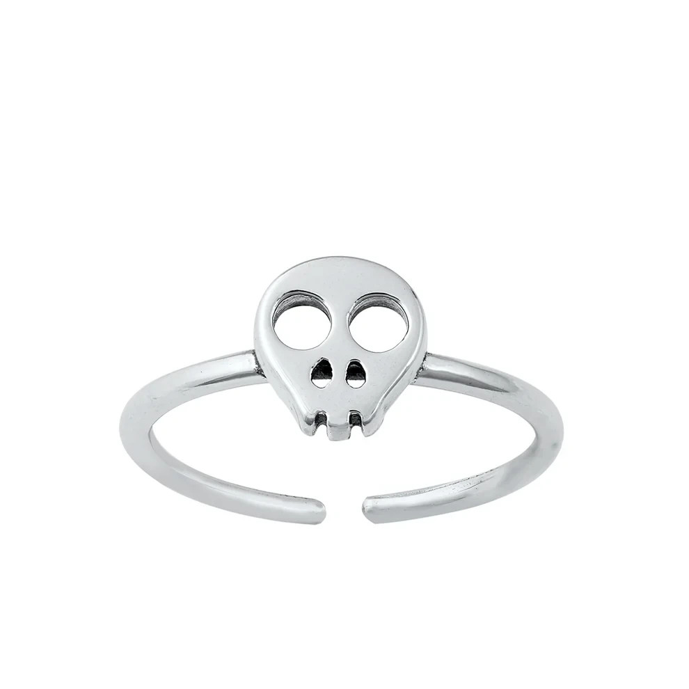 Sterling Silver Skull Adjustable Toe Ring/ Midi Ring
