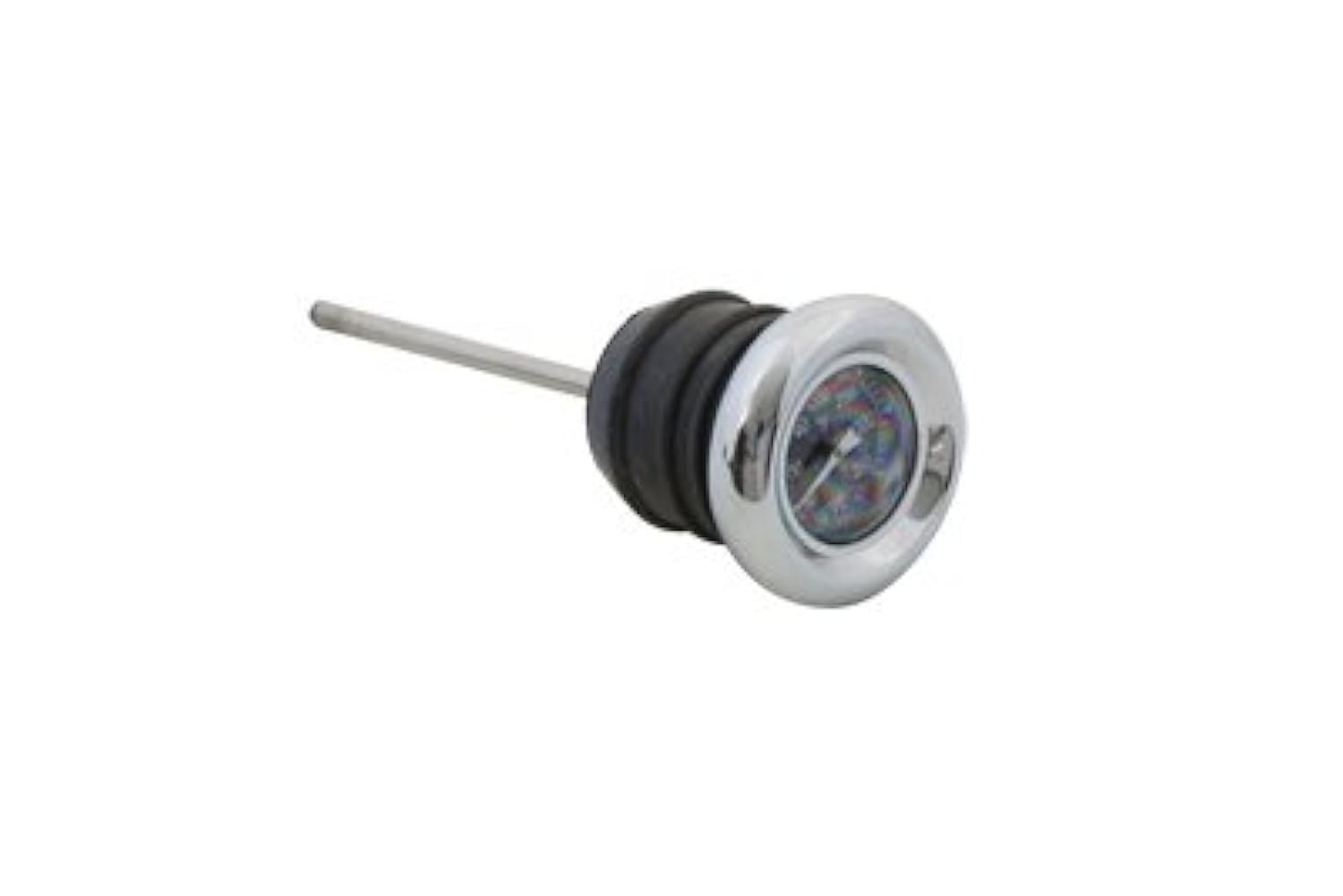 Chrome Shorty Oil Tank Dipstick with Dual Oil Temp Gauge Black 3/4