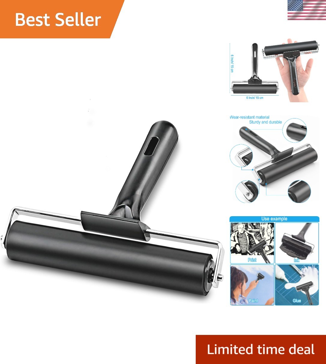 Versatile 6-Inch Rubber Tool for Printmaking, Arts, and Anti-Skid Applications
