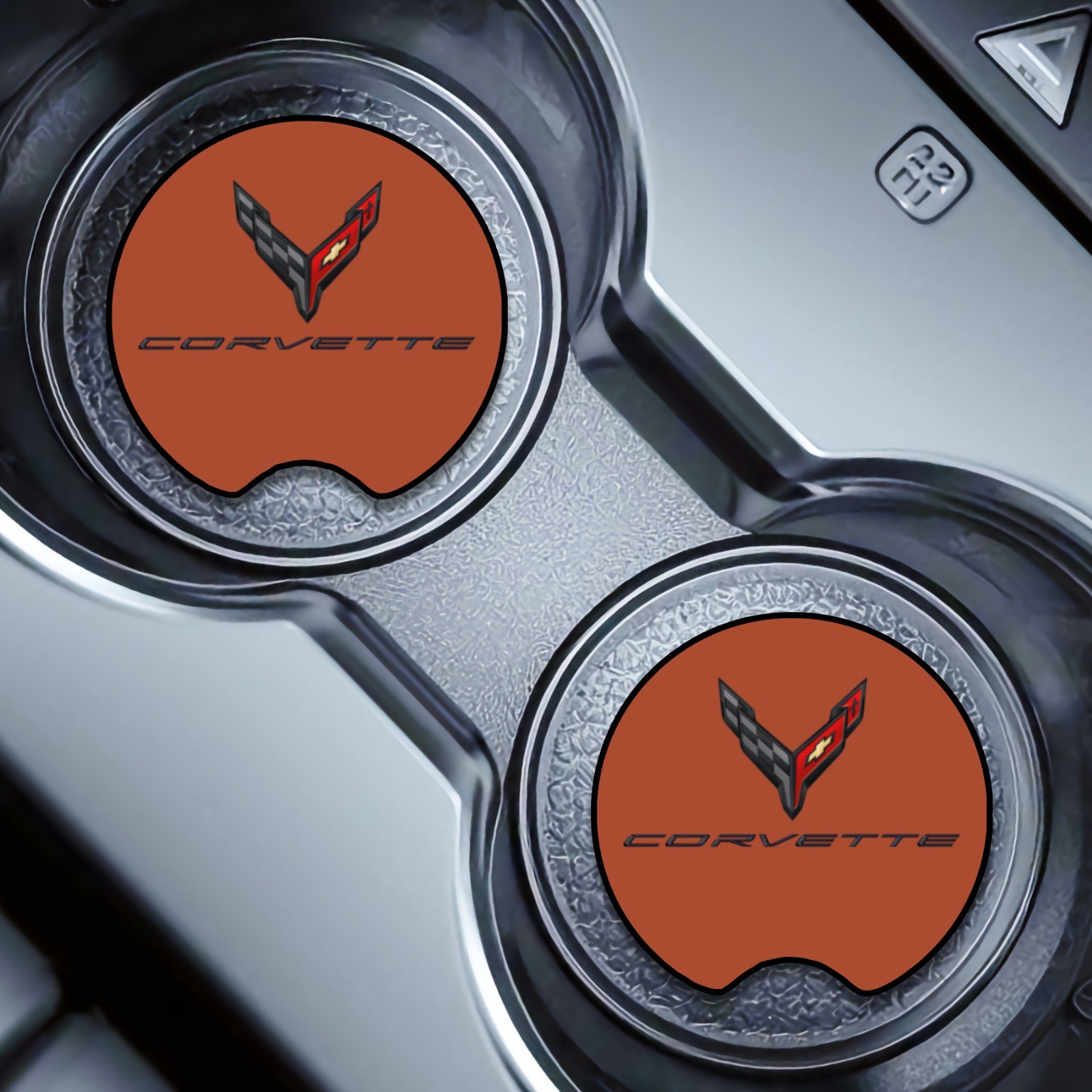 2 Pcs Chevy CORVETTE Car Cup Holder Coaster Washable Non-Slip Soft Neoprene
