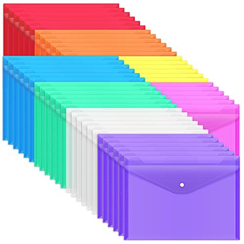 EOOUT 28pcs Plastic Envelopes, Plastic Folders for Assorted Number of Itemss