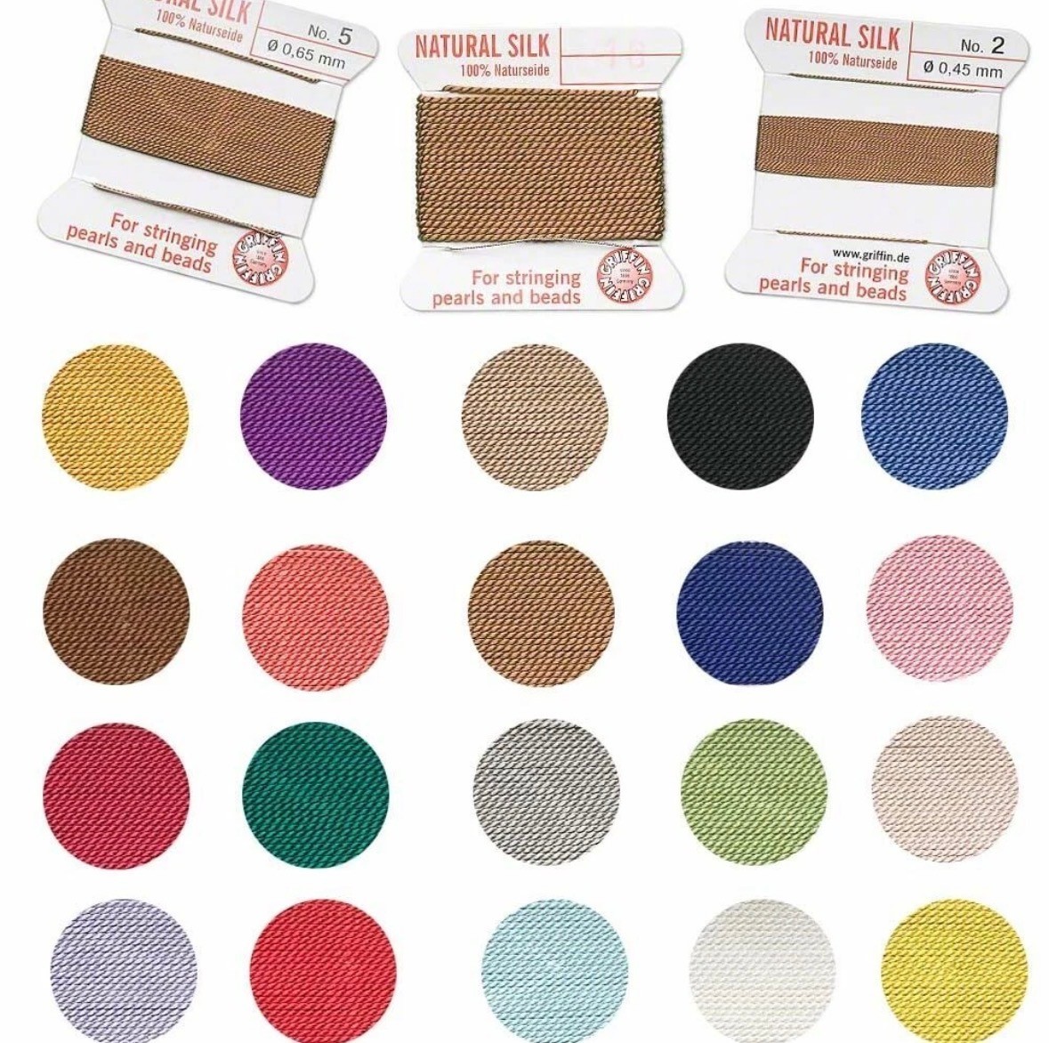 Griffin Silk Cord Attached Needle Bead Stringing Thread Pearl Knotting