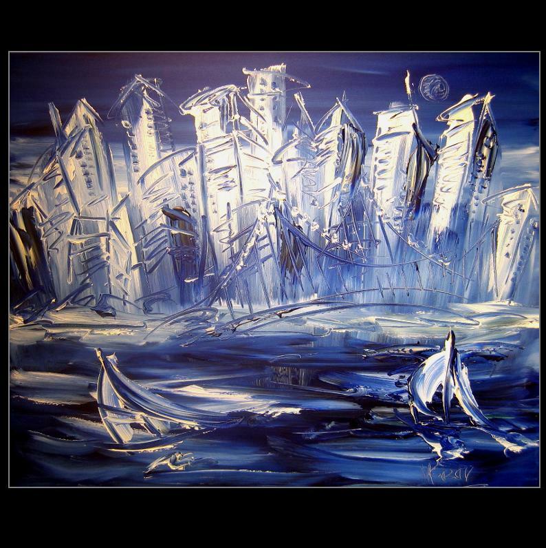 IMPRESSIONIST MODERN ART STRETCHED CANVAS  MUSIC COFFEE LANDSCAPE