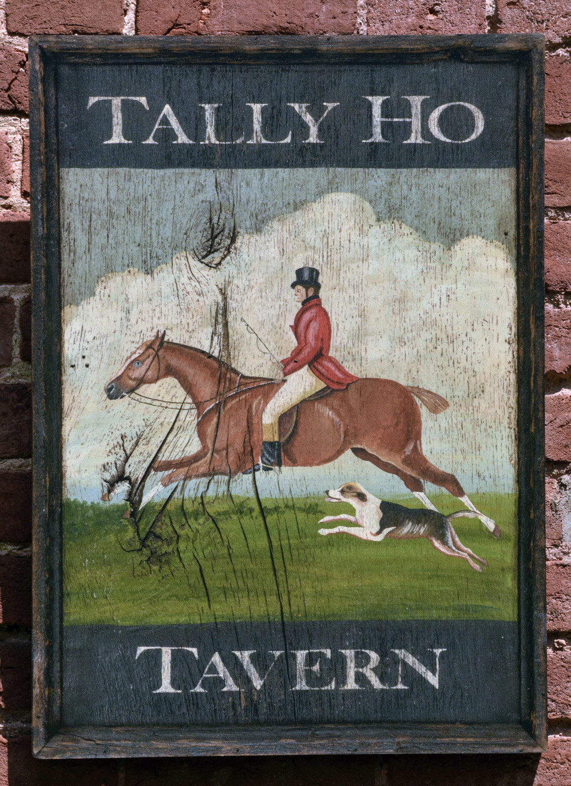Medium Repro-Original Art - Trade Sign "Tally Ho Tavern" On Wood