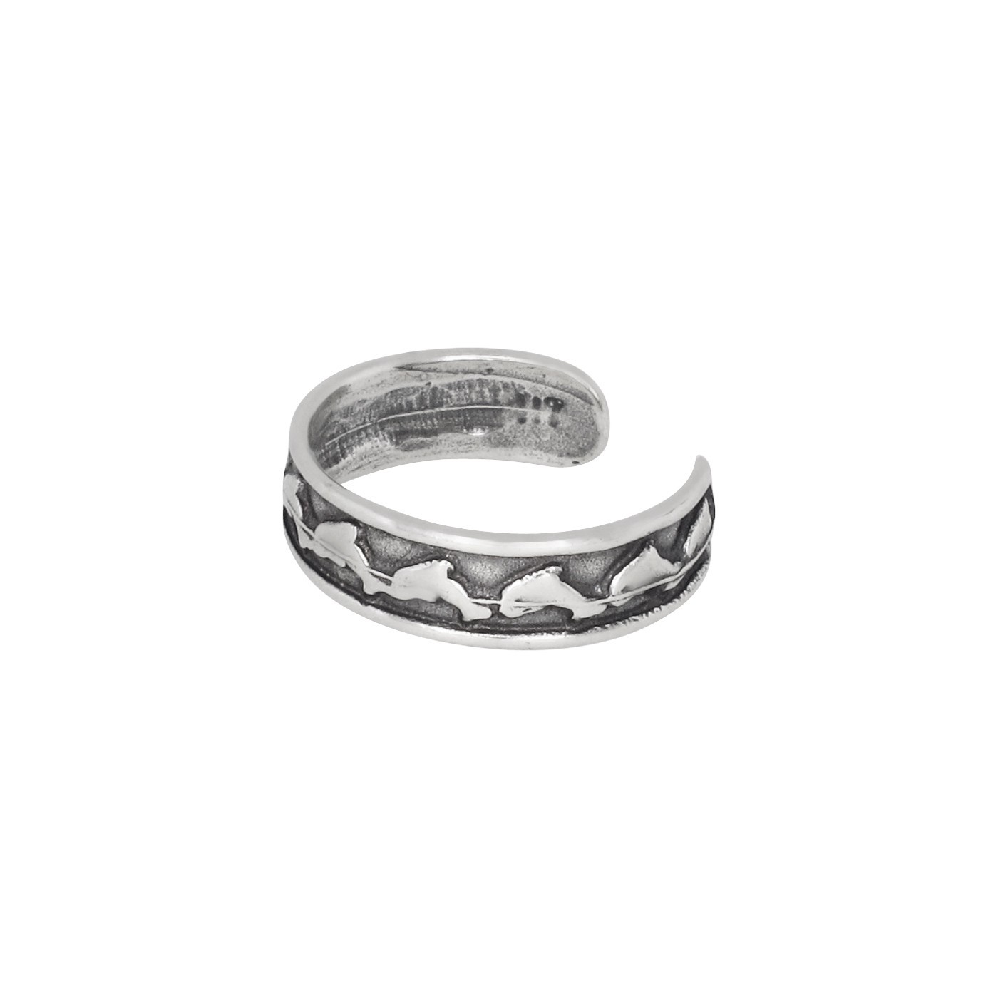 Sterling Silver .925 Multiple Dolphins Toe Ring adjustable size | Made In USA