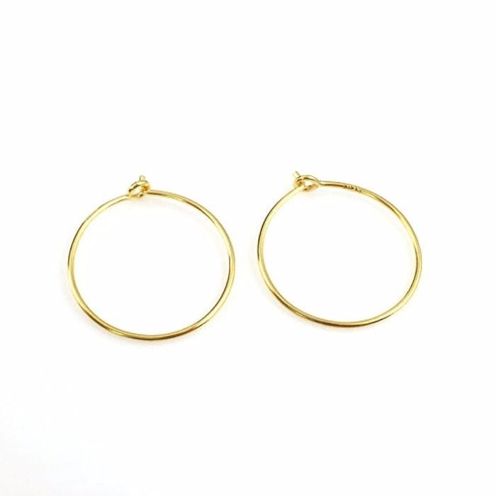 22K Gold plated over 925 Sterling Silver-Simple Earring Hoops- 15mm (2 pairs)