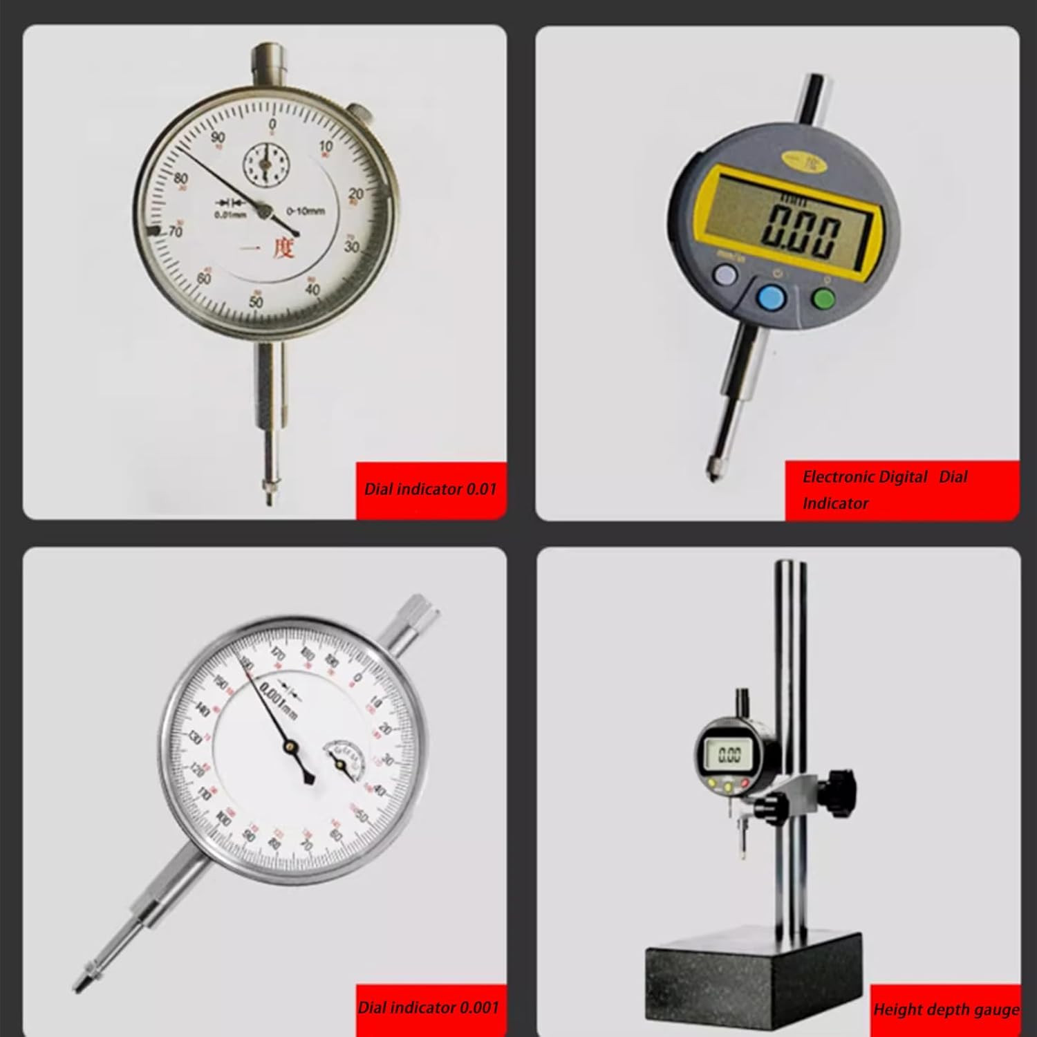 Dial Indicator Extension Stem Rod Set, 6 Pcs, 0-21" Range, 4-48 Thread
