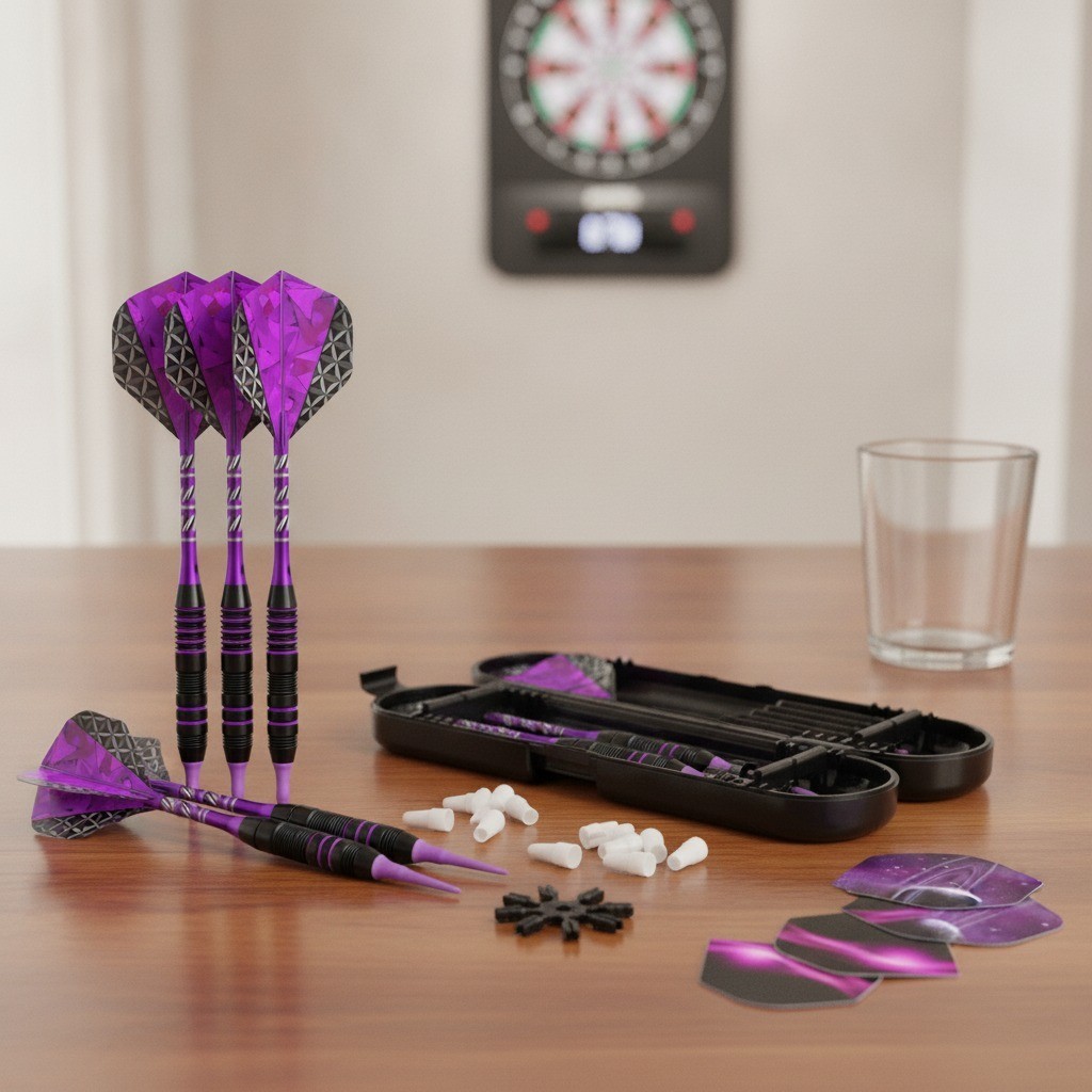 Soft Tip Darts Set, 3 Aluminum Shafts, 2BA Replacement Tips, Flights