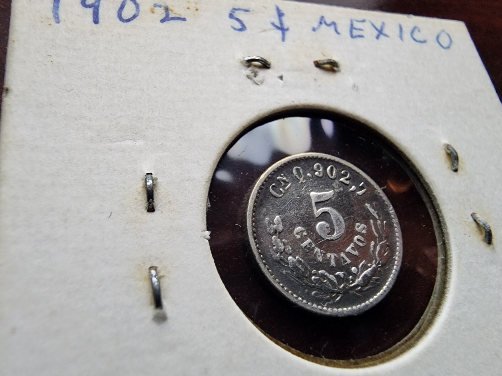 1902 CNq MEXICO SILVER 5 CENTAVOS COIN