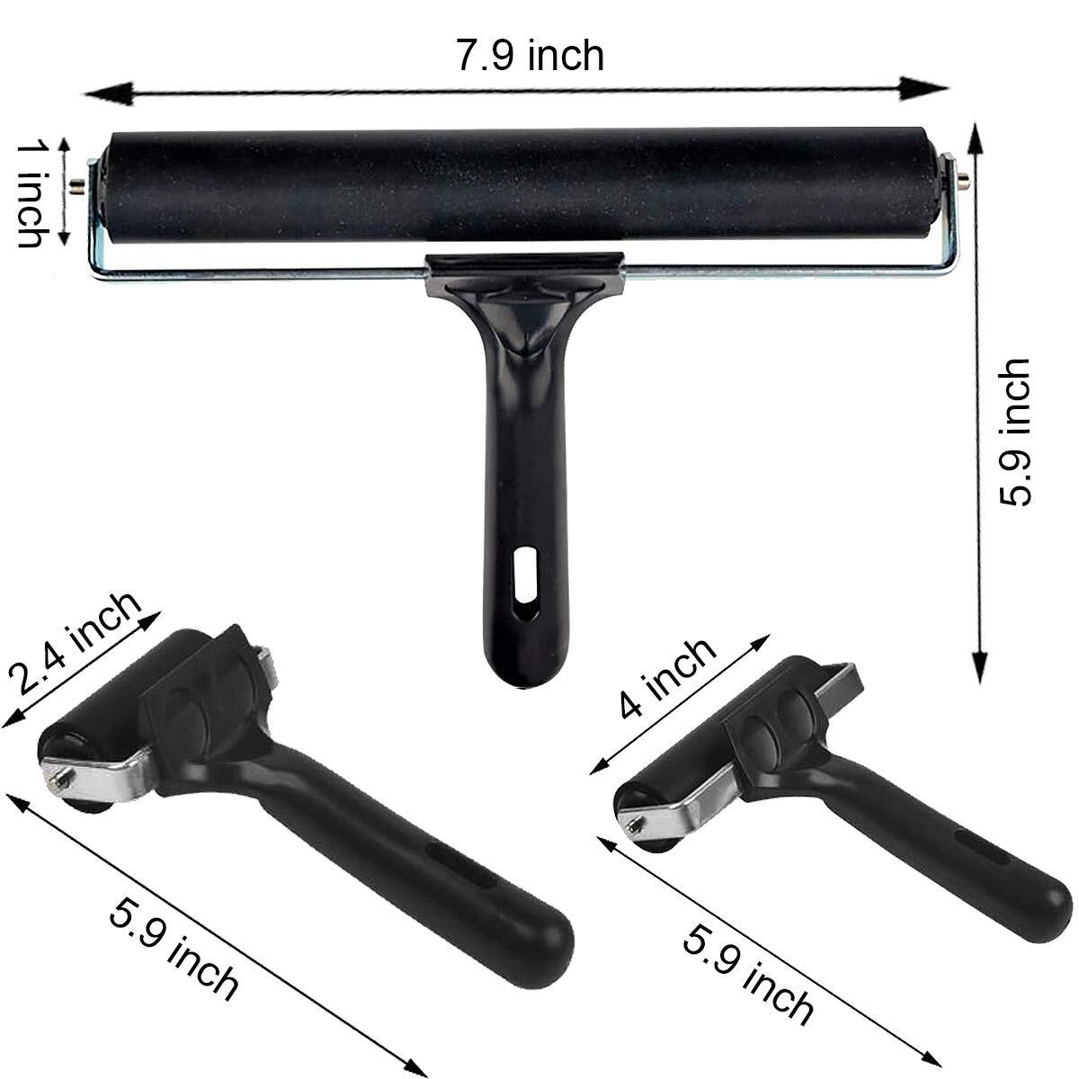 3 Pack Brayer Rollers Vinyl Rubber Roller for Cricut Maker Printing Inking