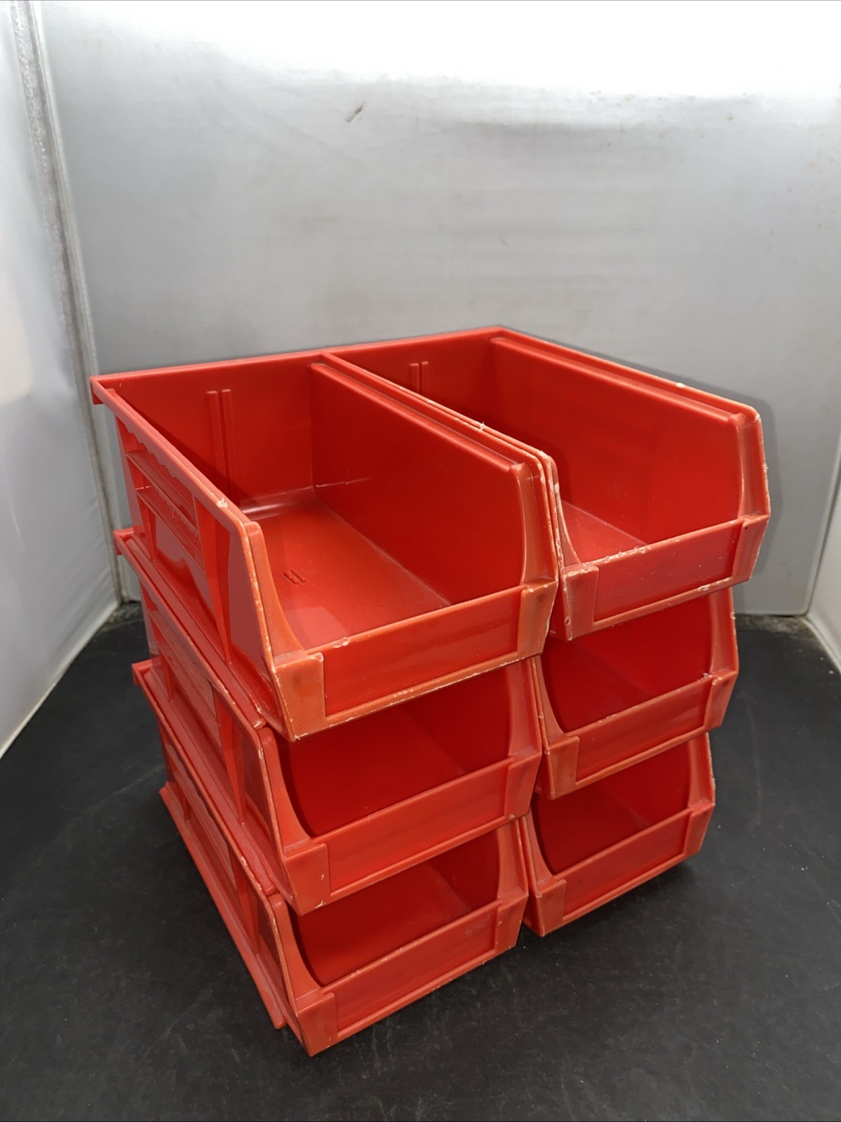 Lot of 6 Red Akro-Mils AkroBins Hang/Stack Storage Bins No. 30 220-5