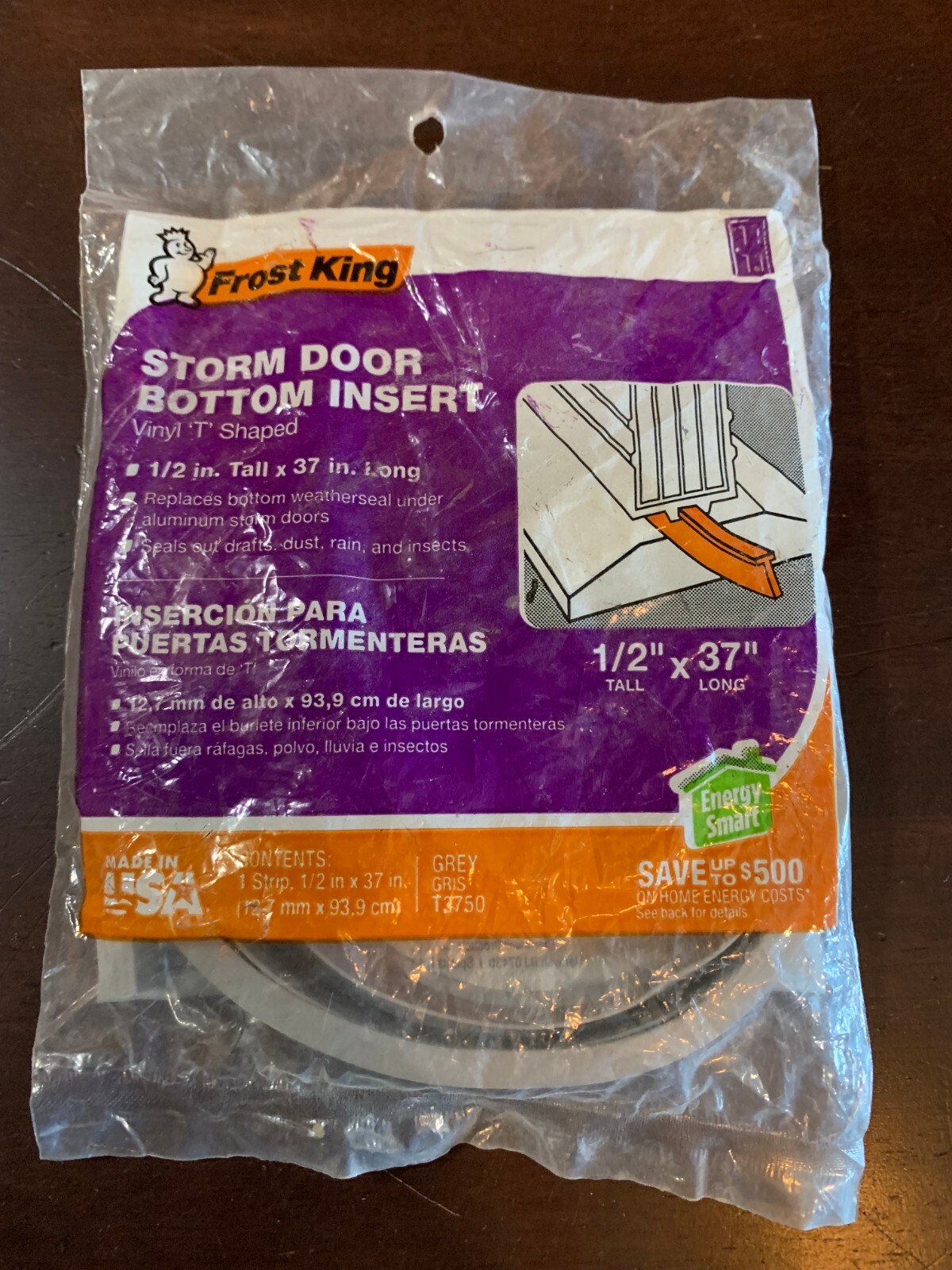 STORM DOOR BOTTOM INSERT - Gray - 1/2" tall x 37" long Frost King T3750 New!