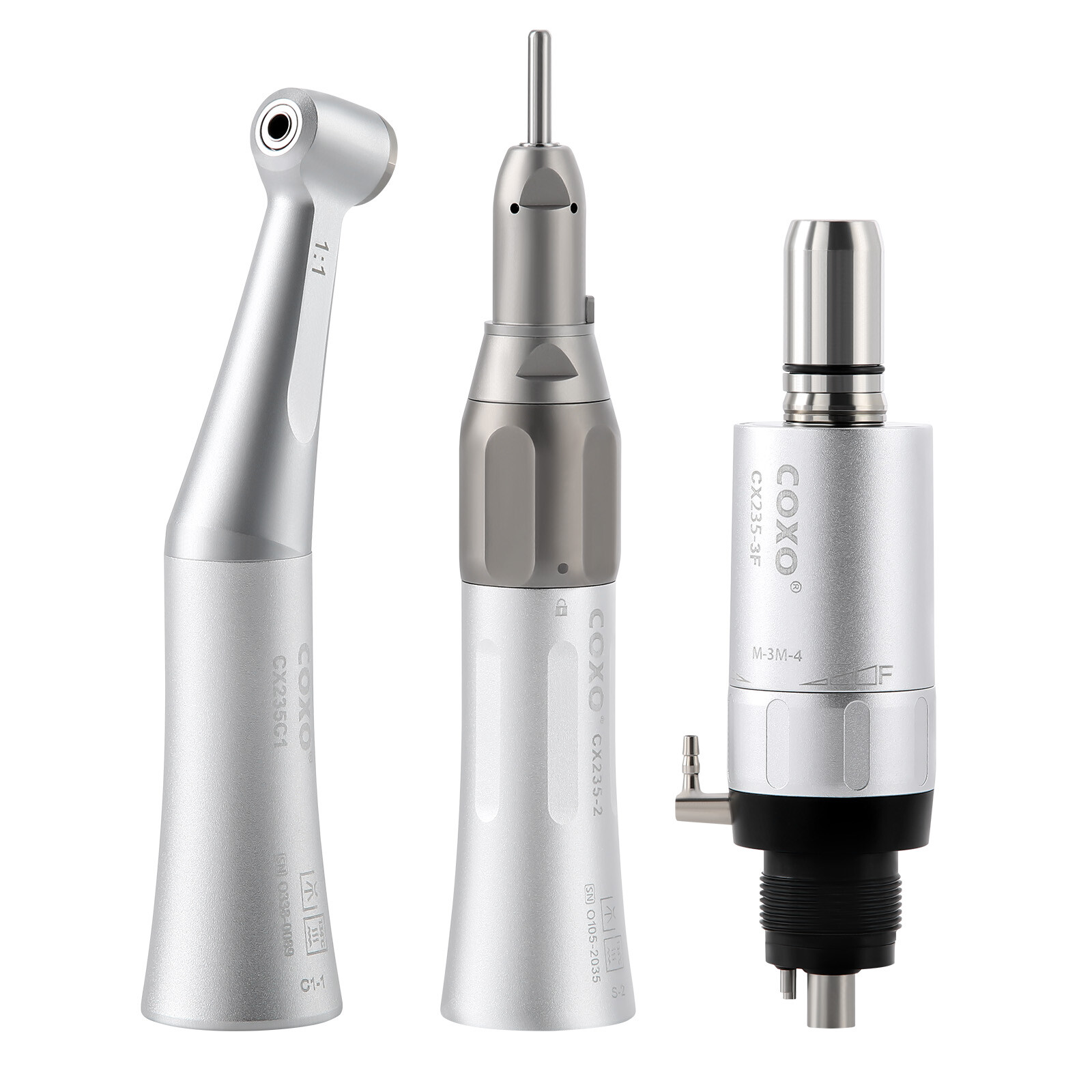 COXO Dental Low Speed Handpiece Contra Angle Straight Handpiece Air Motor 4 Hole