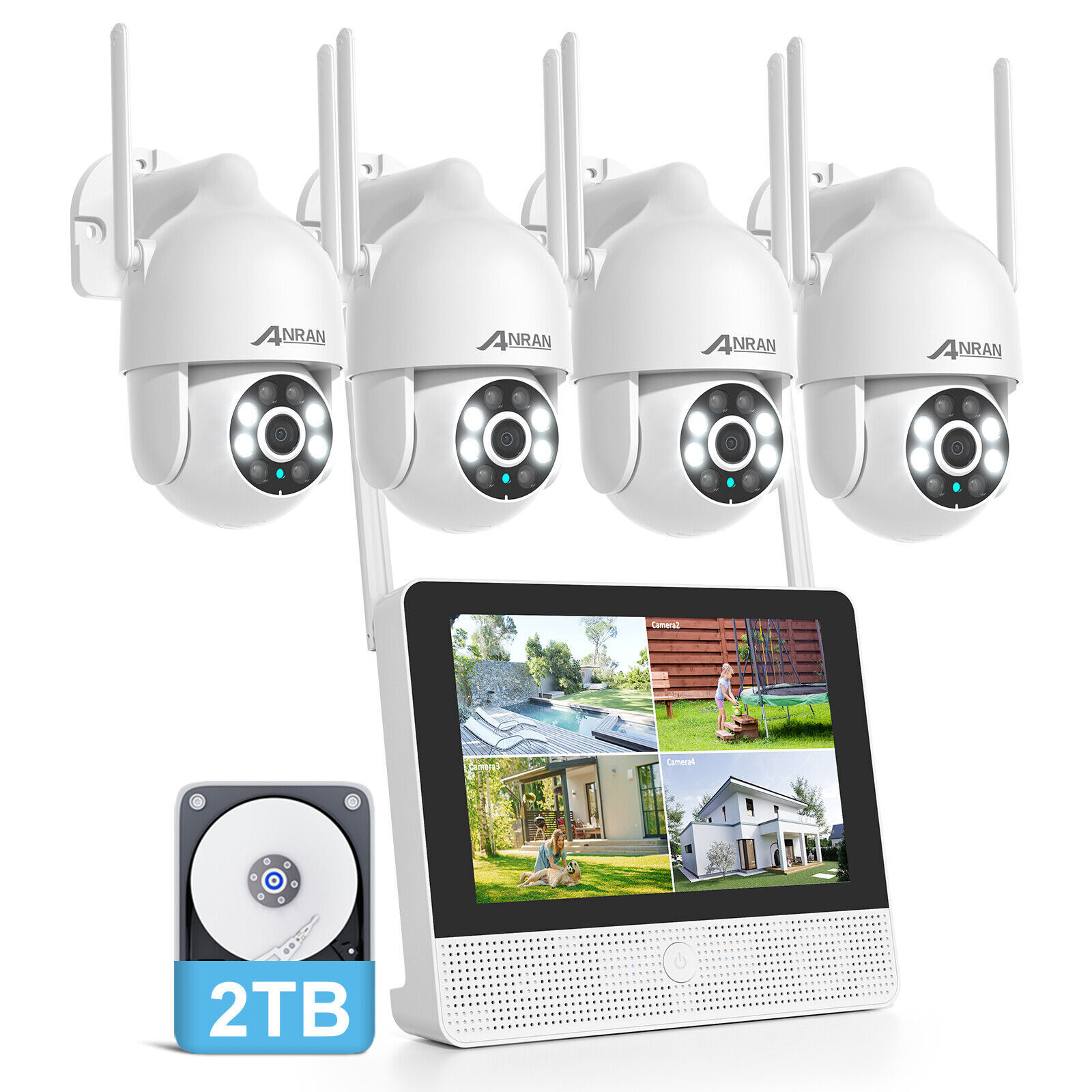 ANRAN 5MP HD WiFi Security Camera System Outdoor Home Wireless Audio 8CH NVR 2TB