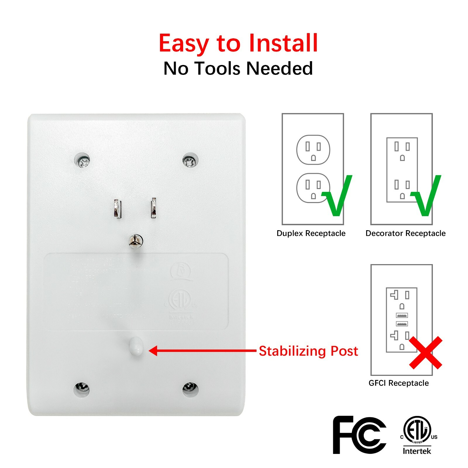 [24 PCS] CP 3 Side-Outlet 1200 Joule Wall-Tap, 3 USB-A, 1 USB-C Ports, CP30009