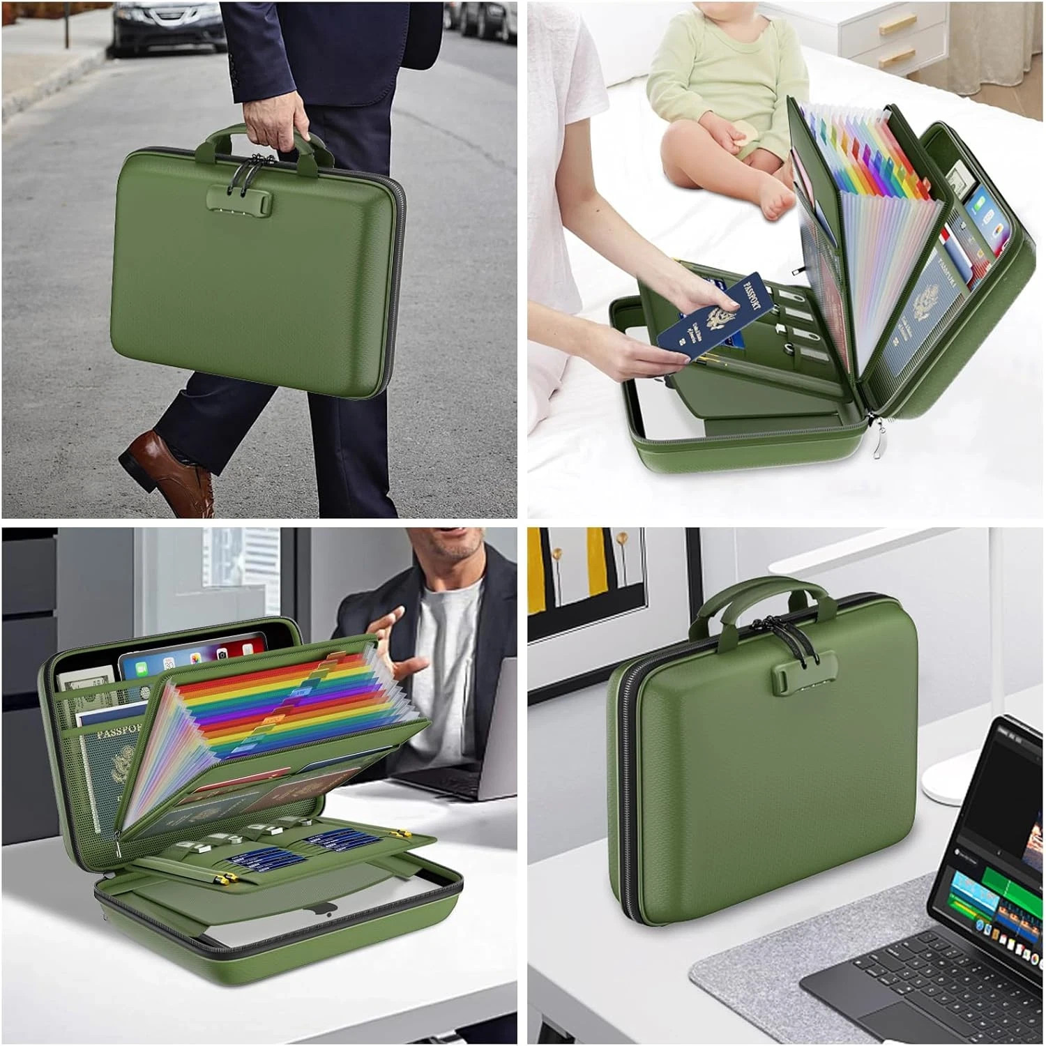 Fireproof File Organizer with Lock, Hard-Shell Case Fireproof Document Box with