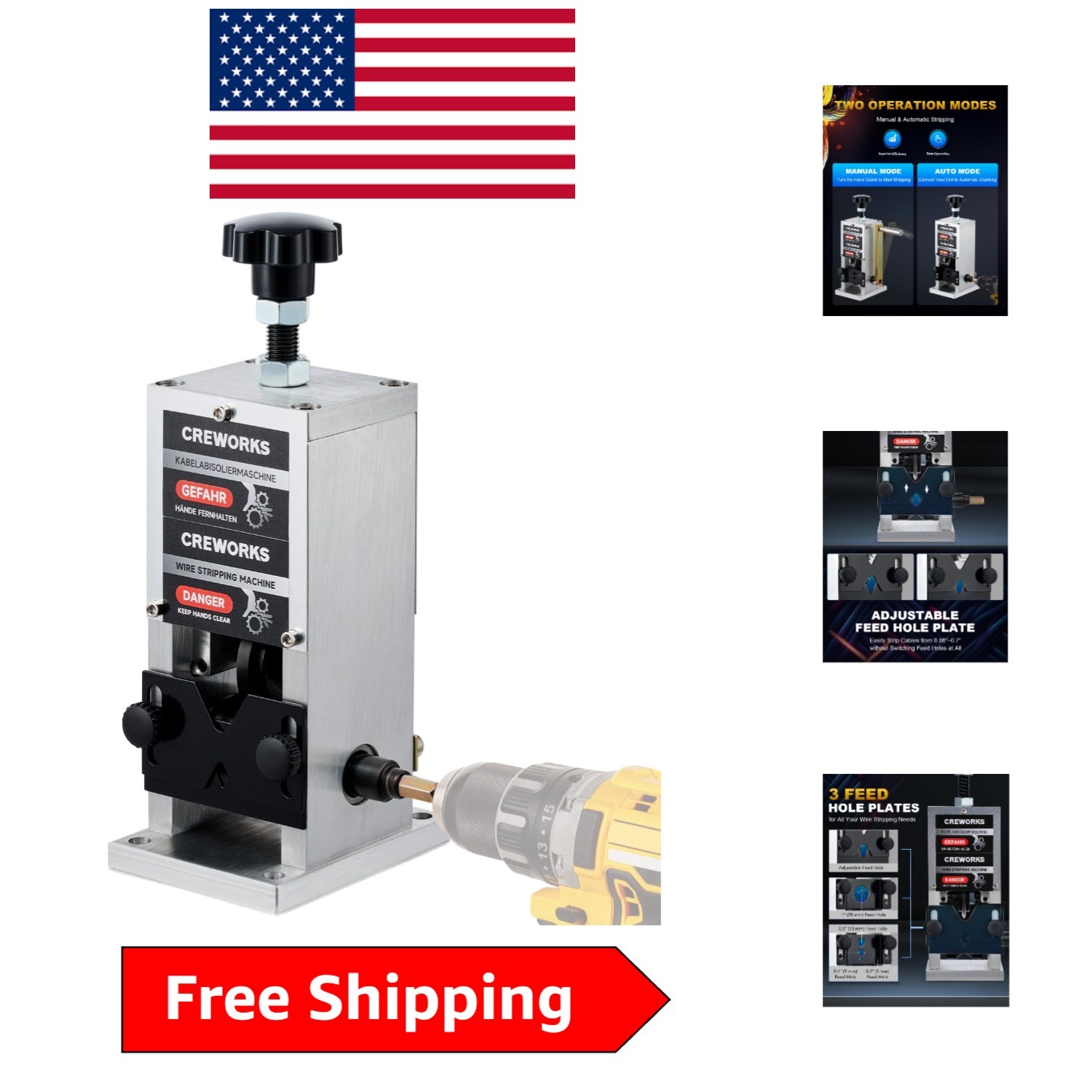 Manual Wire Stripper Machine: 0.06" to 1" Cable Stripping Tool for DIYers