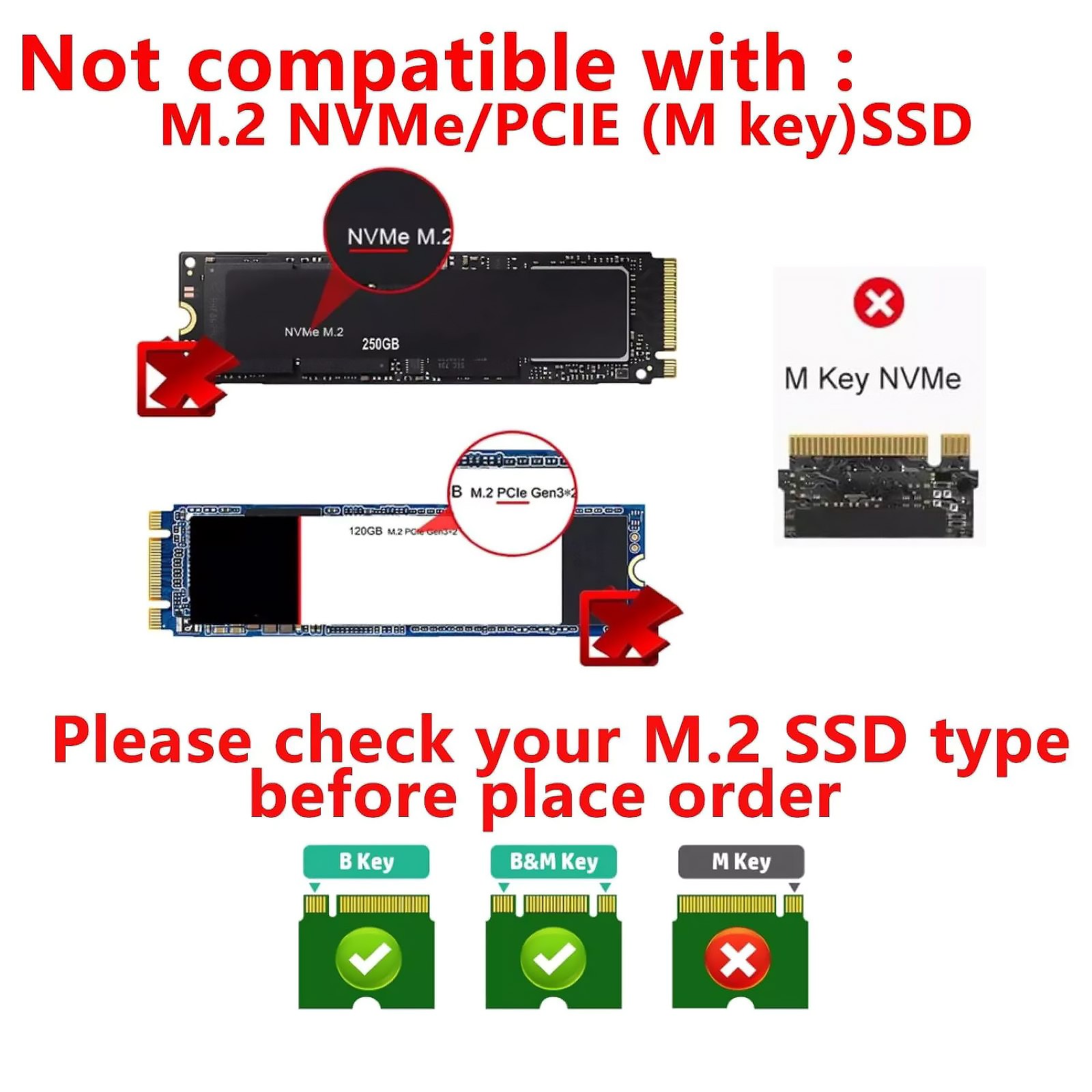 1 x Adapter Card 2 in 1 Converter Supports M.2 NGFF (B/B&M key), MSATA