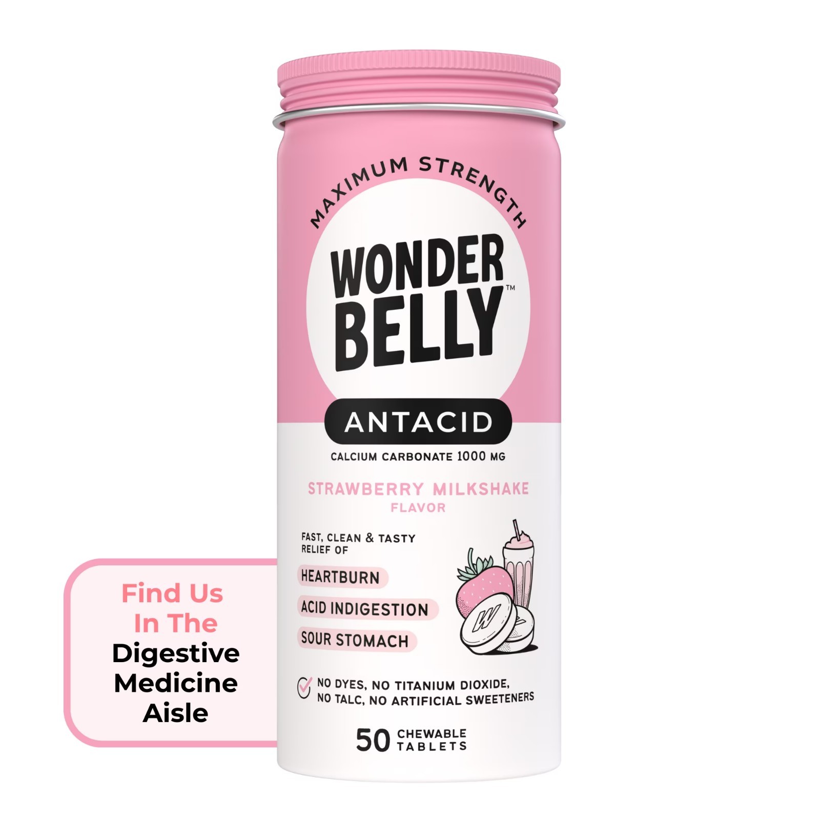 Wonderbelly Antacid, Effective Heartburn and Instant Acid Indigestion Relief,