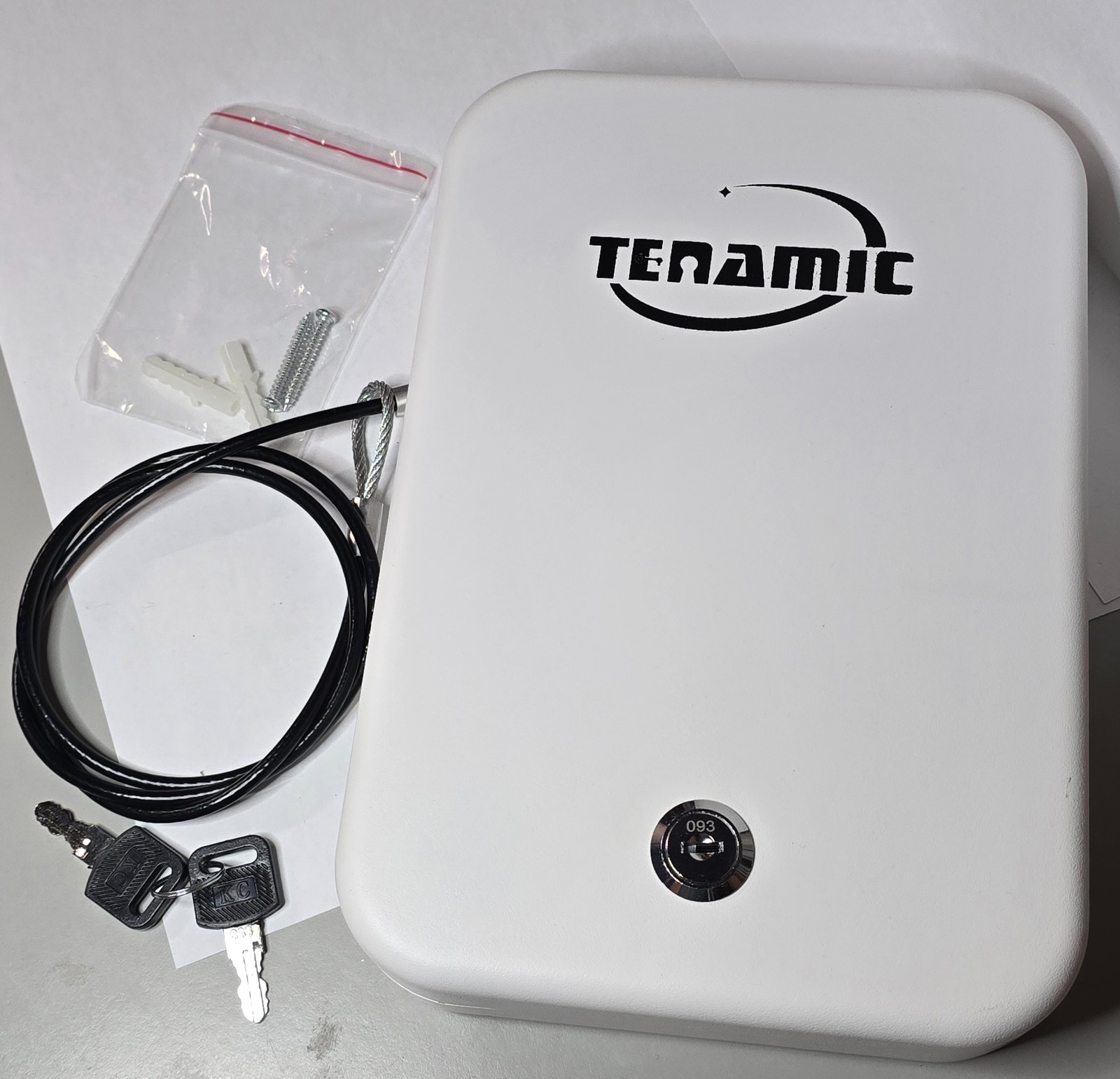 NICE BOX! Teramic metal safe, white and sexy and ready to hold your firearm!