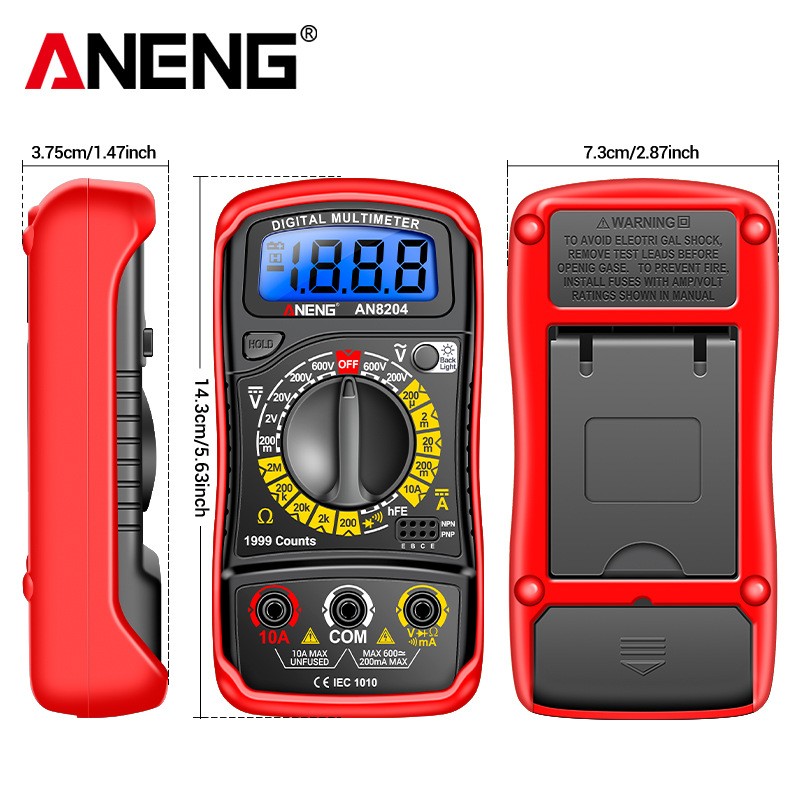 Digital Multimeter AC DC Voltmeter Ammeter Ohmmeter Volt Tester Meter XL830L