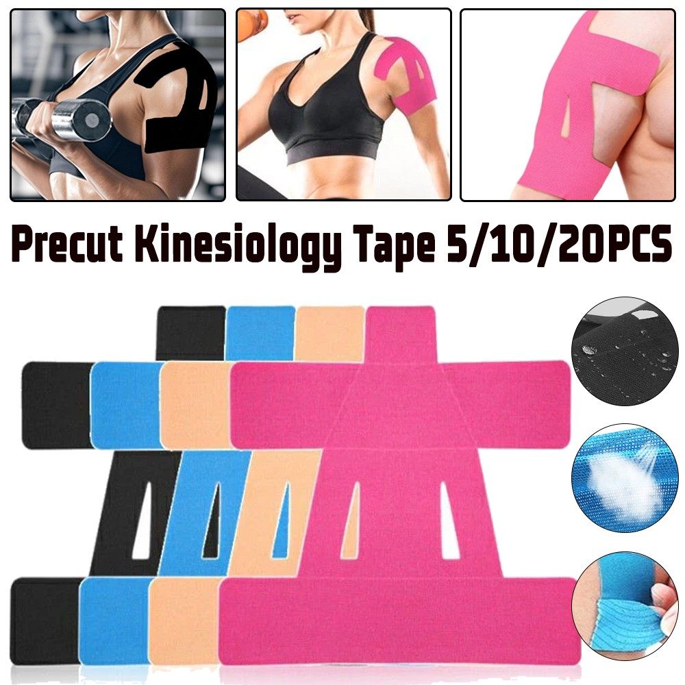 5/10/20Pcs Kinesiology Tape Precut Strips Breathable Shoulder Tape for Sports