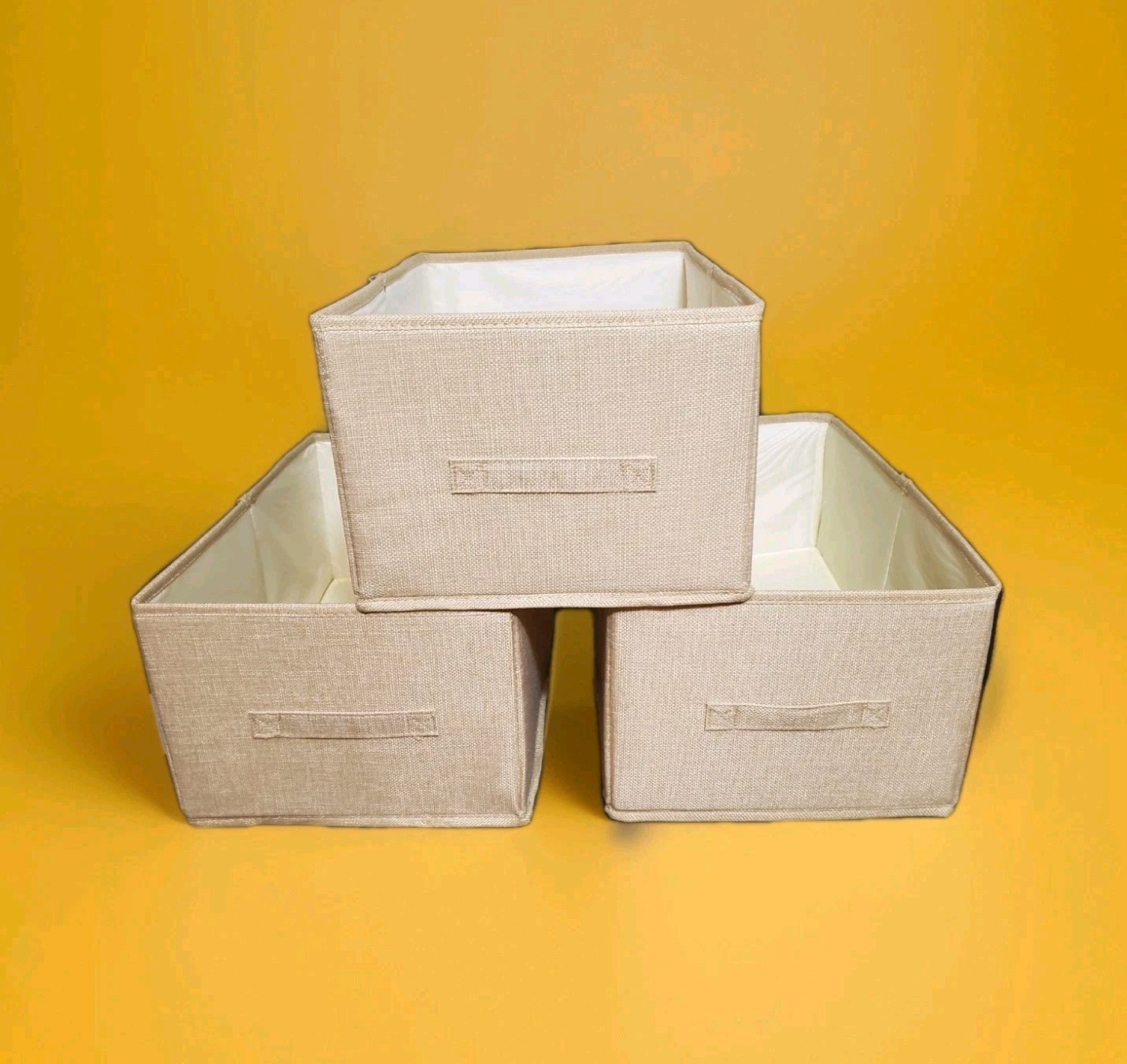 Open Top Storage Collapsible Bin Set 19" x 11" x 8" W/ Handles Stackable 3Pk New