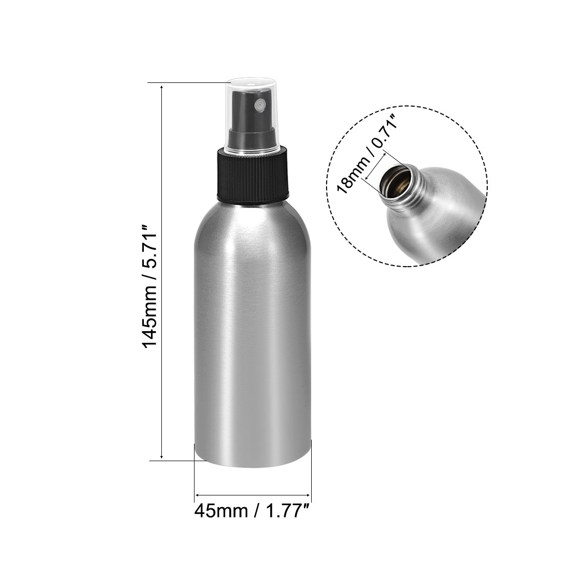 3Set 4oz/120ml Aluminium Spray Bottle with Black Sprayer Refillable Container