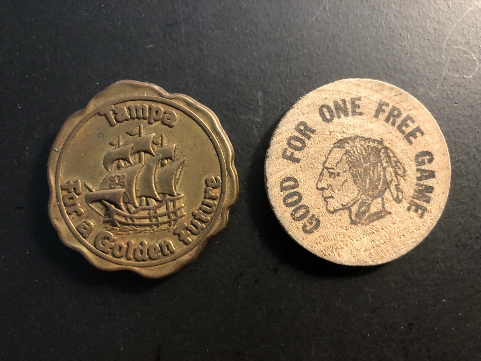 Rare Old  Vintage "TOKENS" ~ 1 1/2" and 1 5/8" Wooden and Plastic.