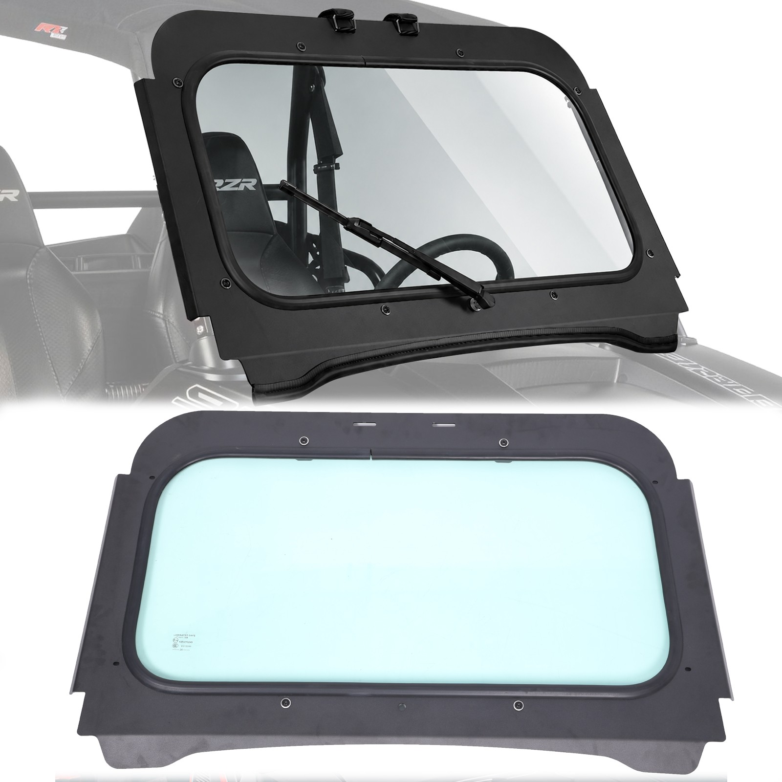 Front Full Glass Windshield W/ Wiper For Polaris RZR 570 800 XP 900 2008-2014