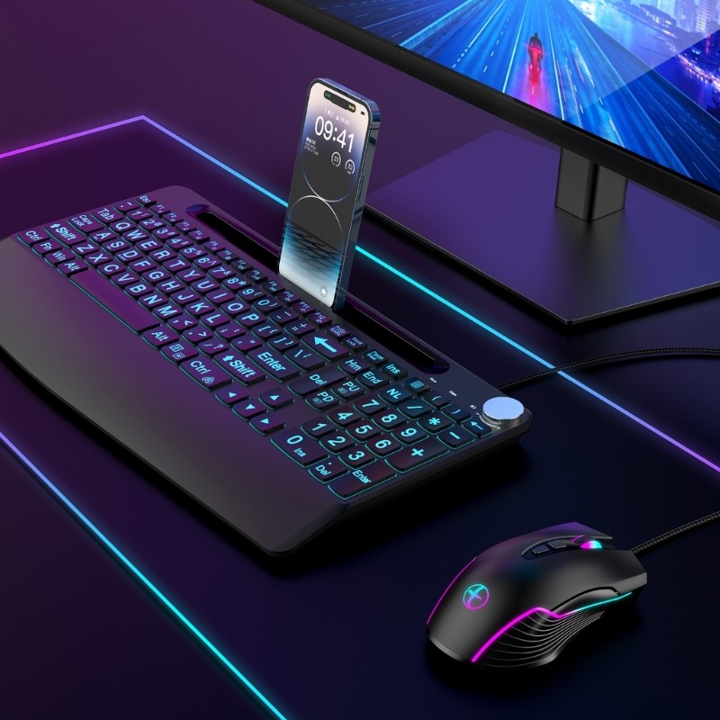 Ergonomic Corded Opticaled Mouse USB C A Color Lighting Computer Jiggler 7200DPI
