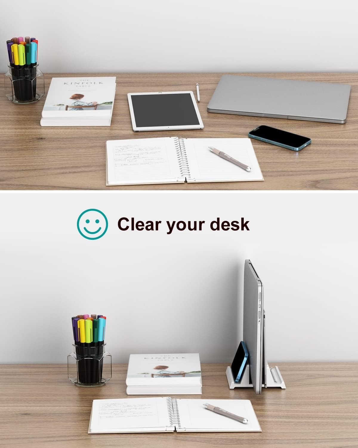 White Vertical Adjustable Laptop Stand For Desk 11 To 17.3 Inch Computer