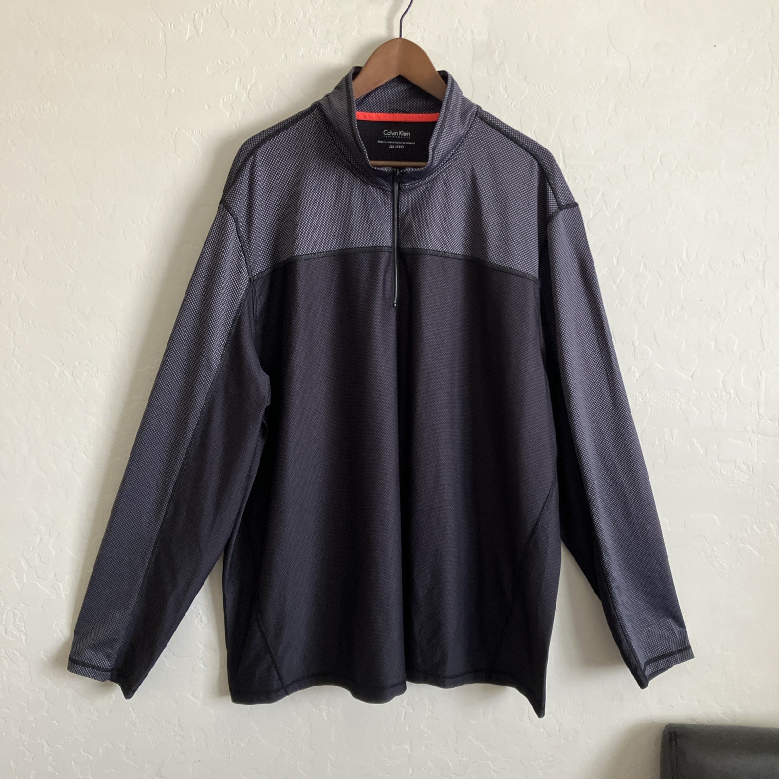 Mens XXL 1/4 Zip Pullover Gray Performance Long Sleeve Lightweight Calvin Klein