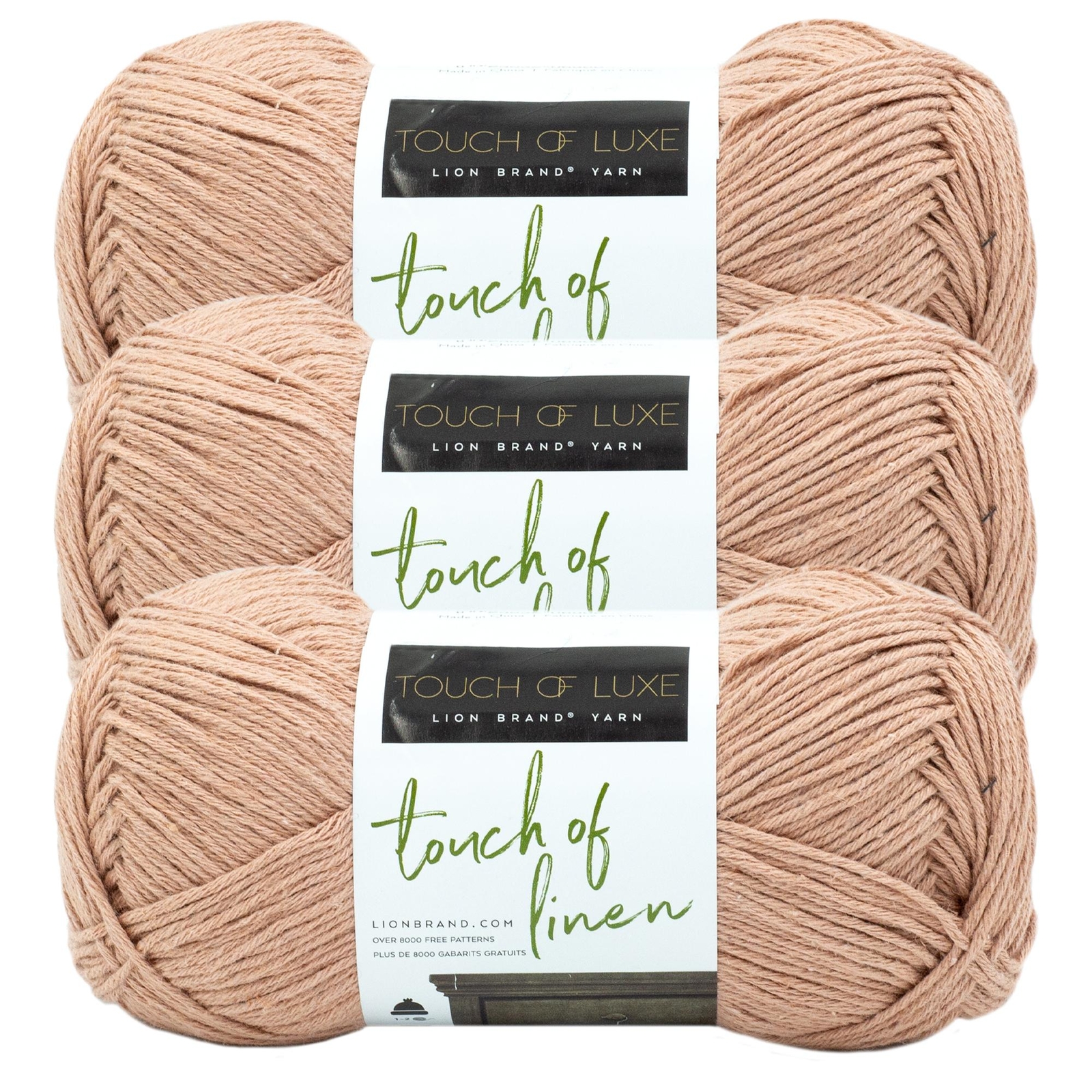 (3 Pack) Lion Brand Yarn 682-102W Touch of Linen Yarn, Clay