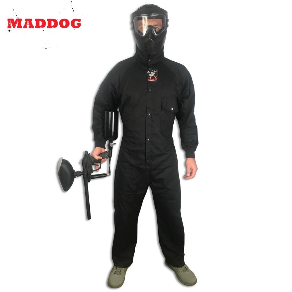 Maddog Tactical Paintball Rip Stop Coverall Jumpsuit - Stealth Black - X-Small
